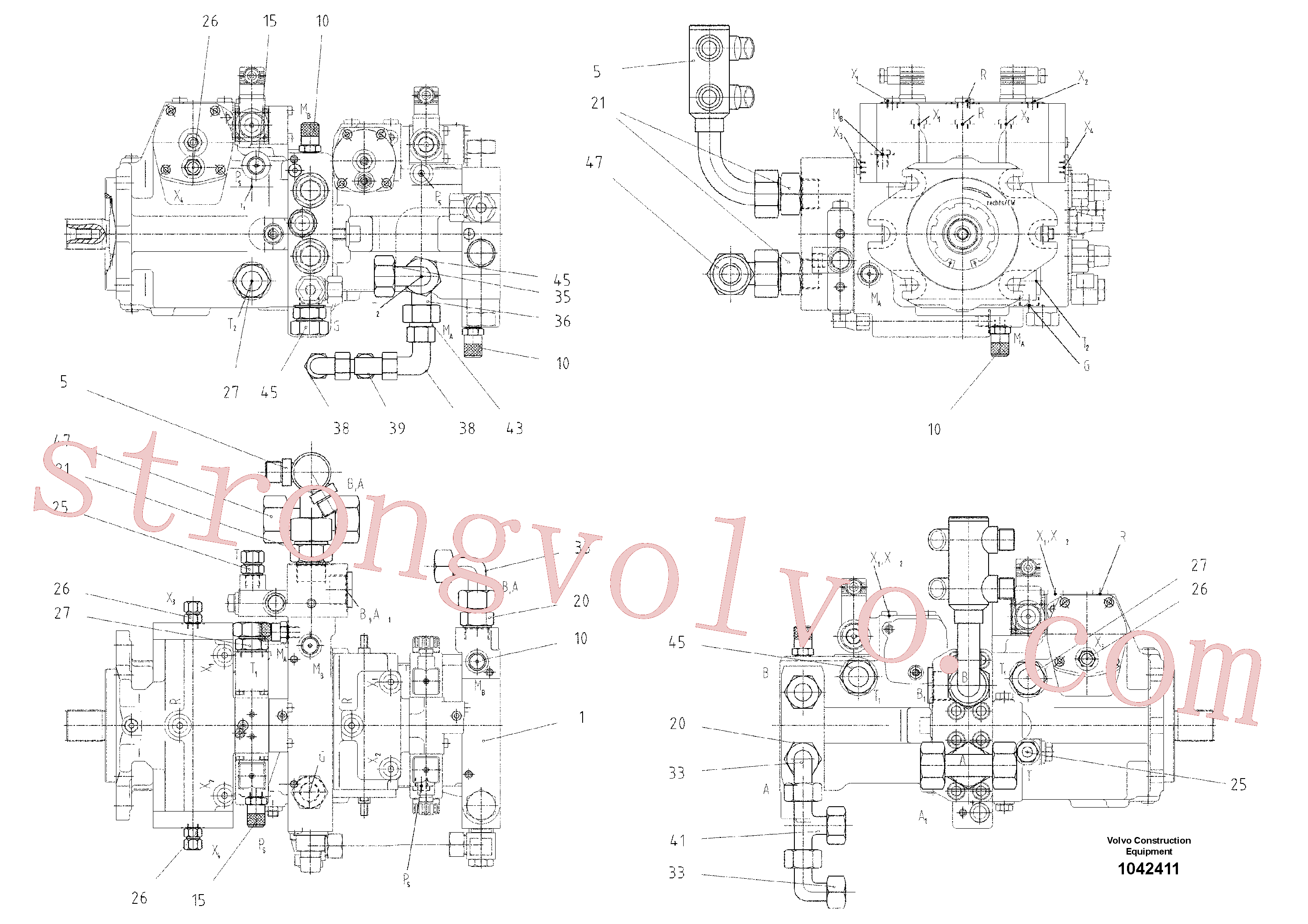 RM13943774 Volvo Bomba dupla de caudal variável(1042411 Montagem)