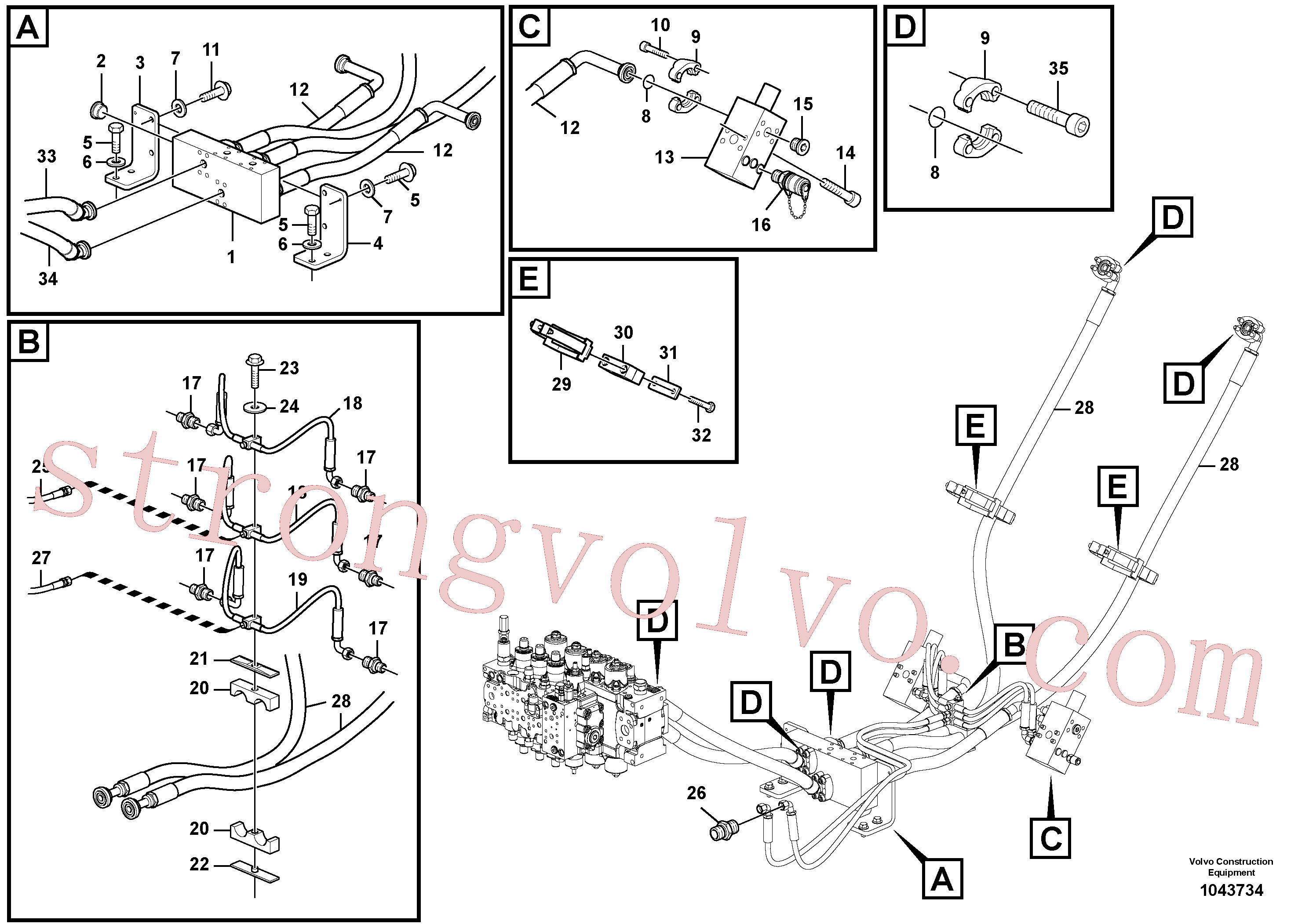 VOE14371243 Volvo Hidráulica de serviço, ruptura da lança(1043734 Montagem)