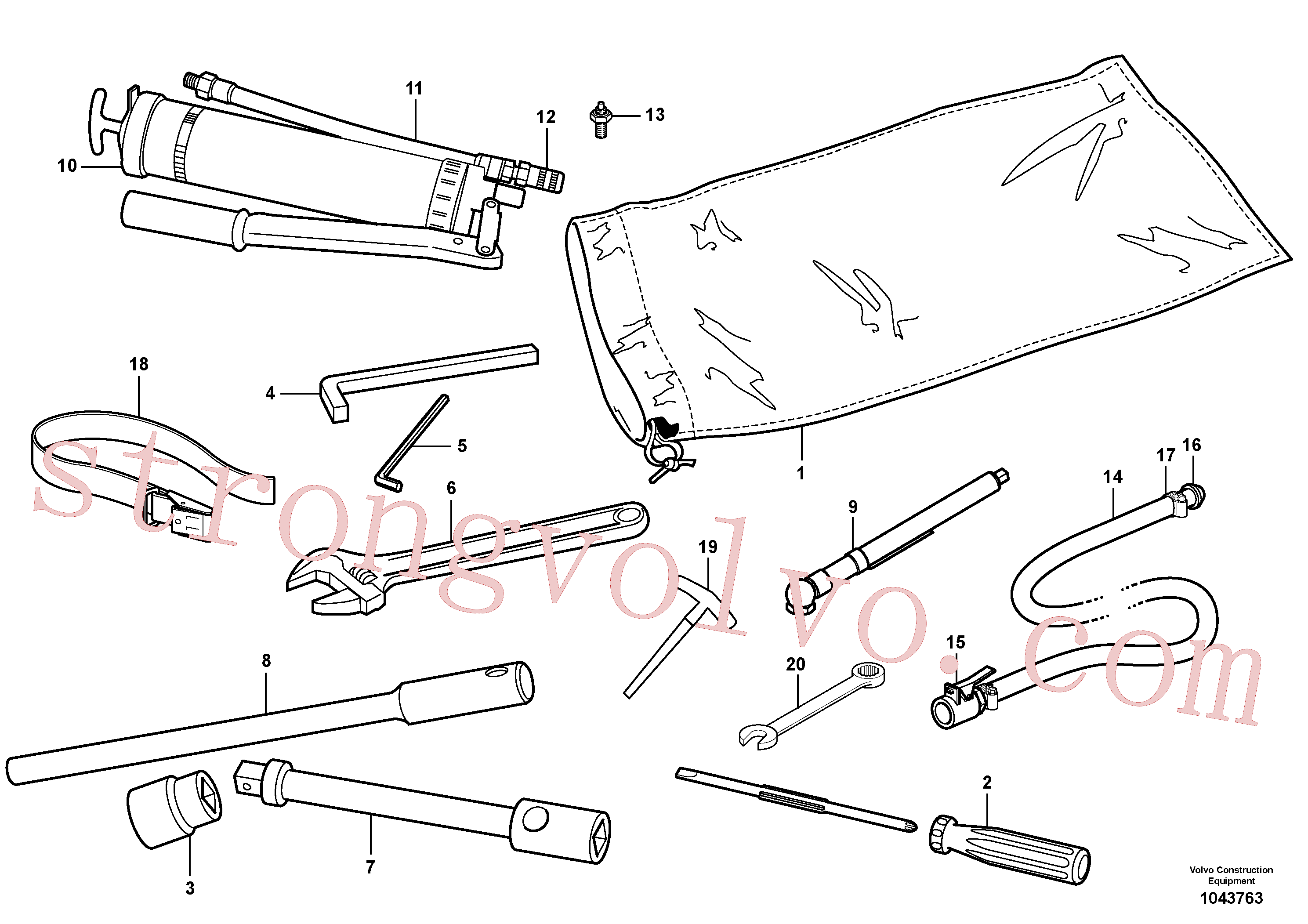 VOE7190708 Volvo Kit de ferramentas(1043763 Montagem)