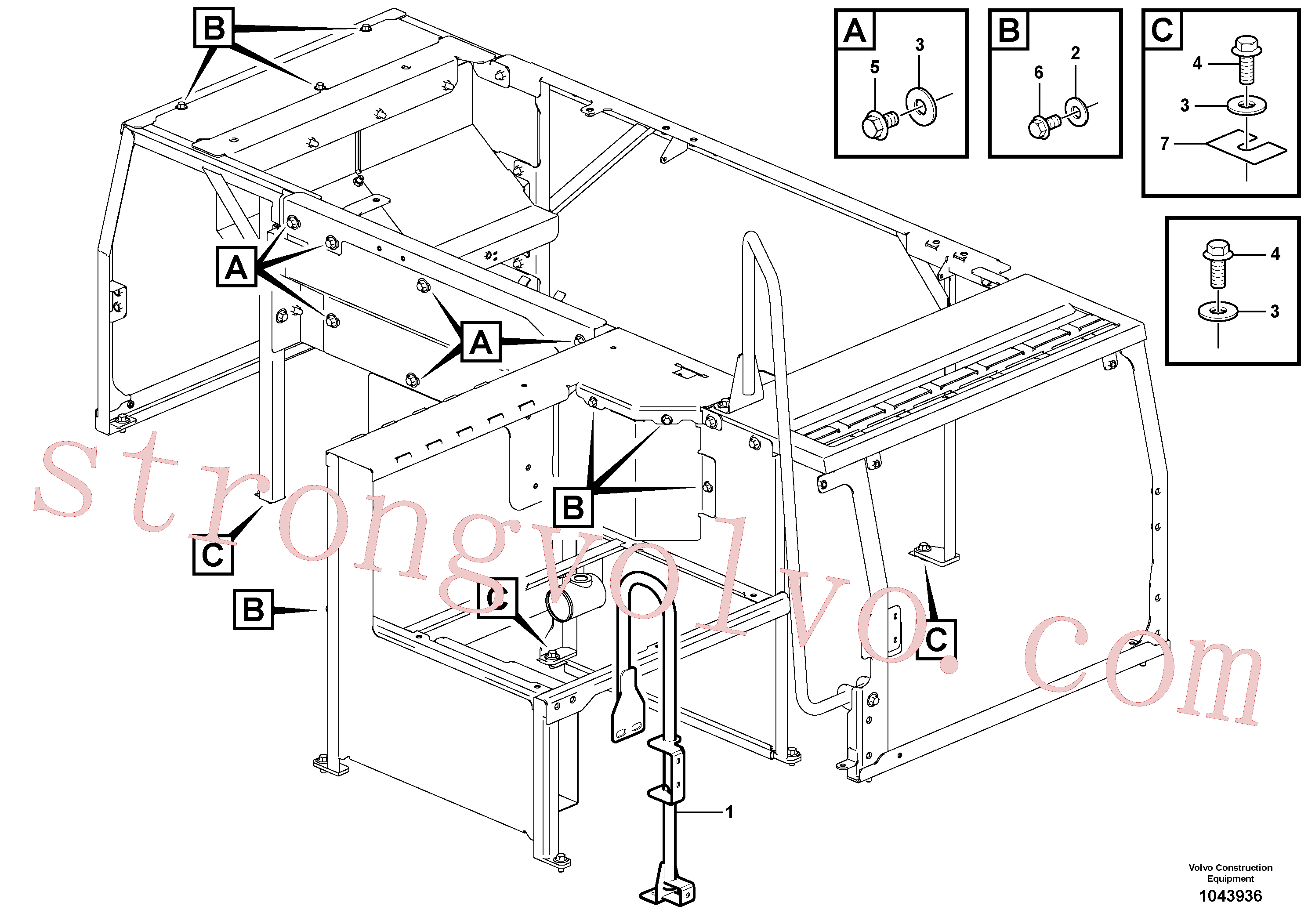 SA9742-30030 Volvo Quadro do capot(1043936 Montagem)