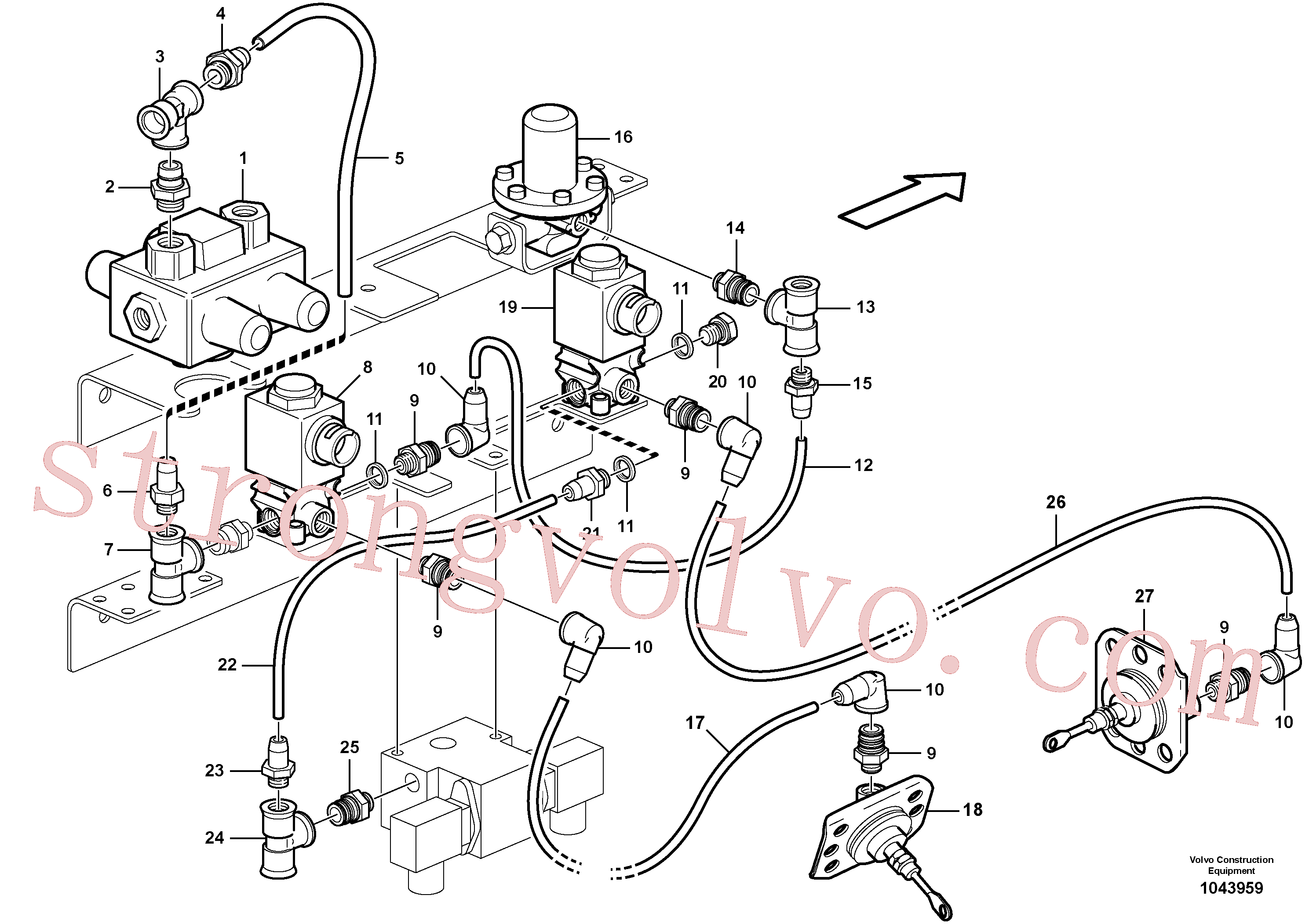 VOE14612570 Volvo Sistema pneumático, bloqueio do diferencial, cabina(1043959 Montagem)
