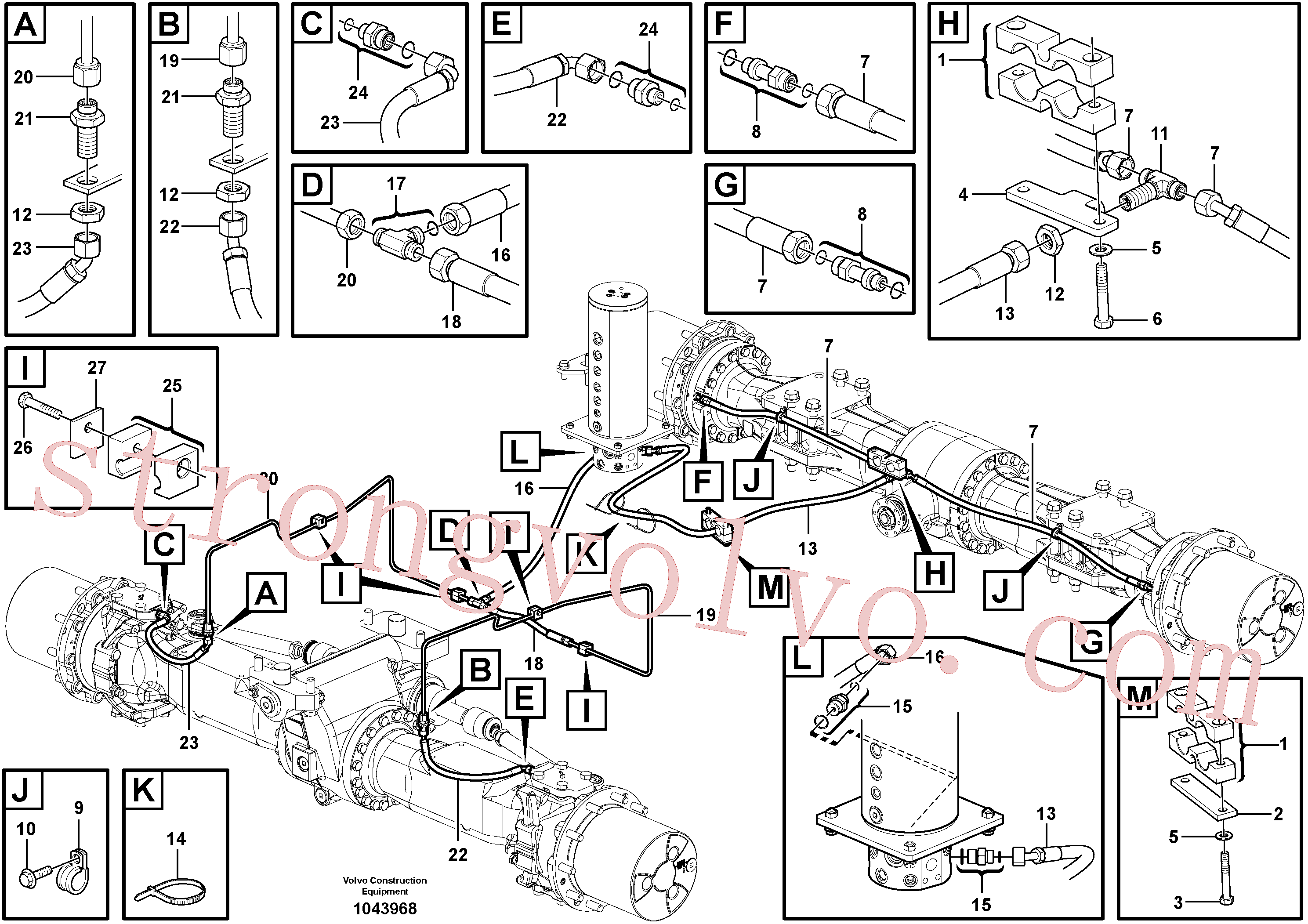 VOE937892 Volvo Sistema hidráulico, linha de travão inferior(1043968 Montagem)