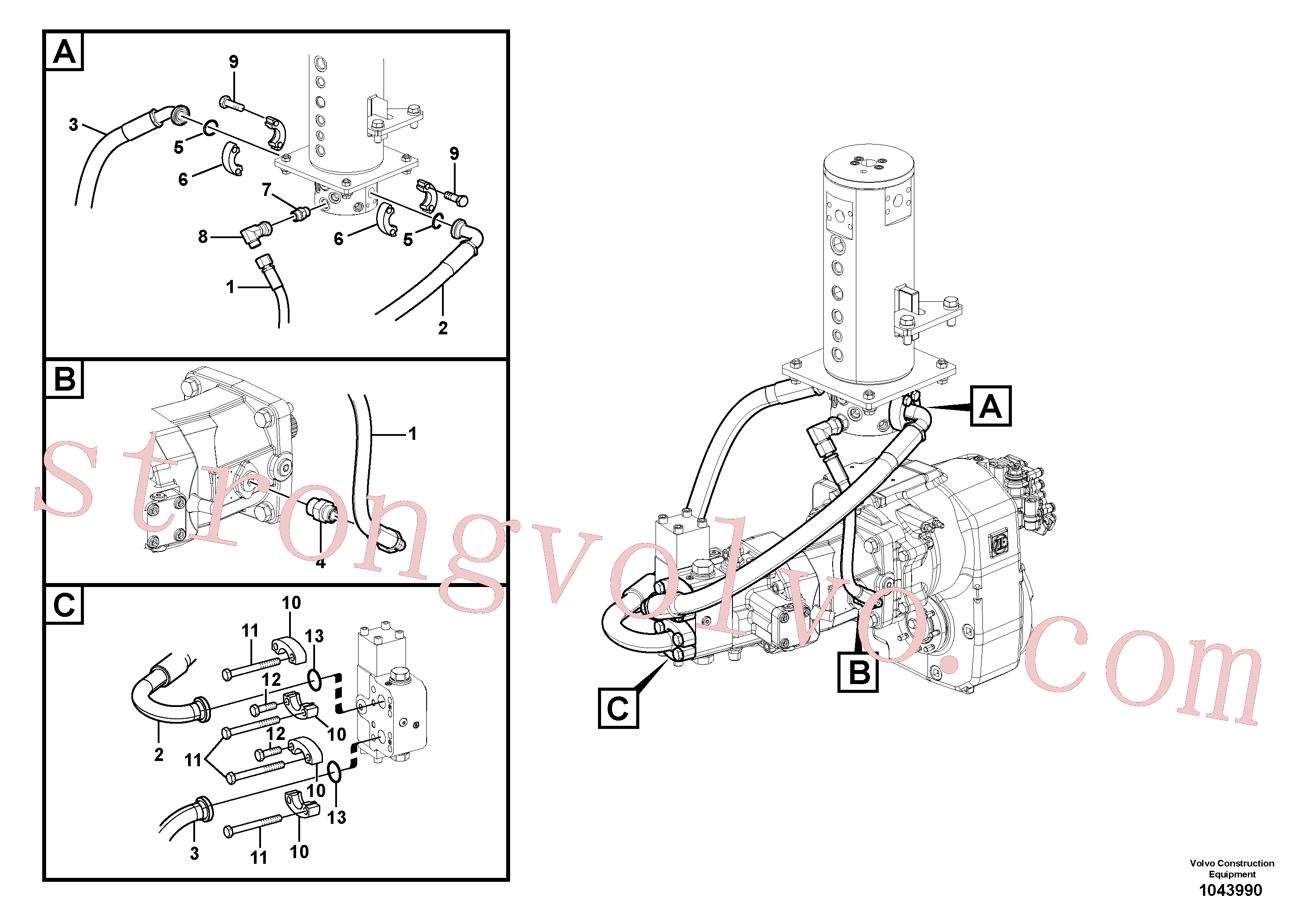 VOE991640 Volvo Linha da rótula, rótula ao motor de curso(1043990 Montagem)