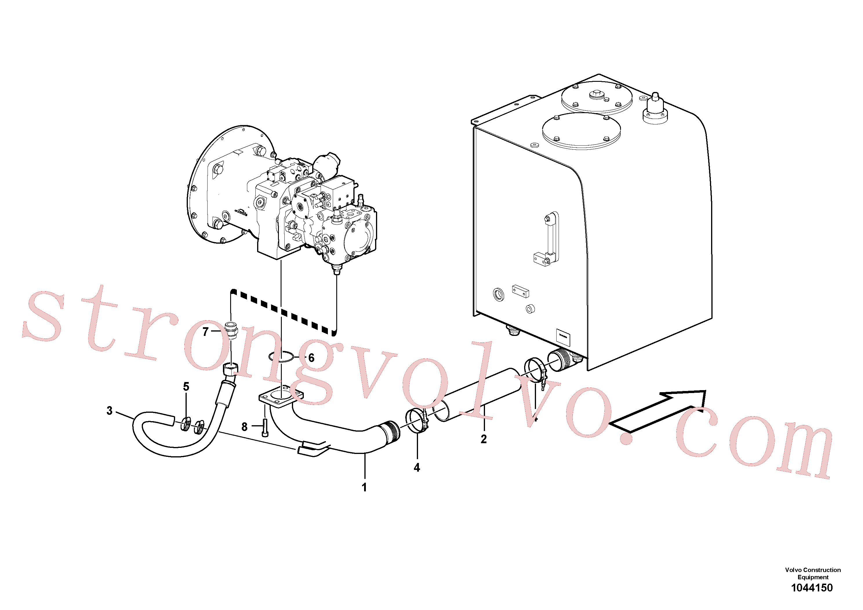 VOE984138 Volvo Sistema hidráulico, tanque hidráulico para a bomba hidráulica(1044150 Montagem)