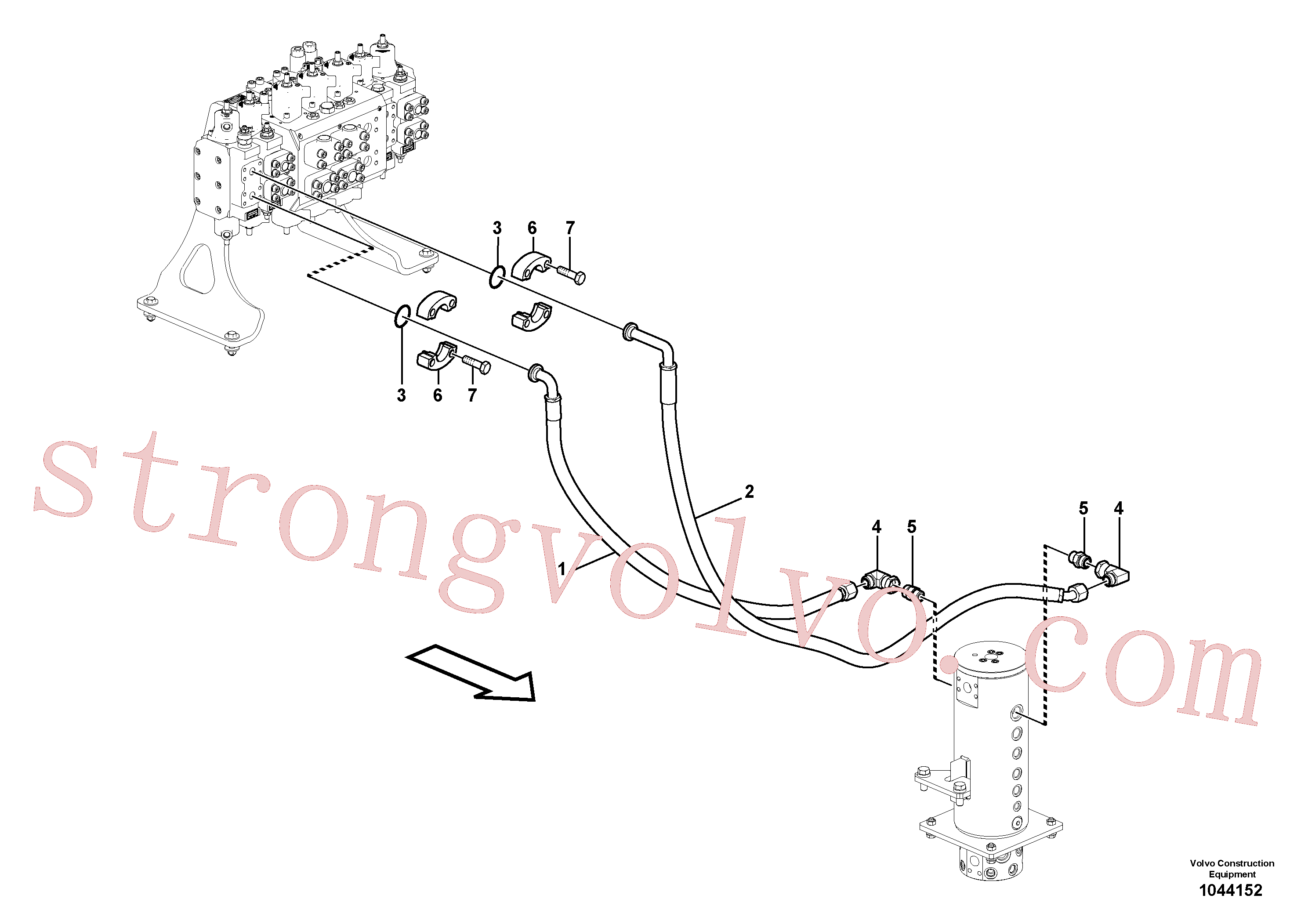 VOE936623 Volvo Linha da rótula, válvula de comando à rótula(1044152 Montagem)