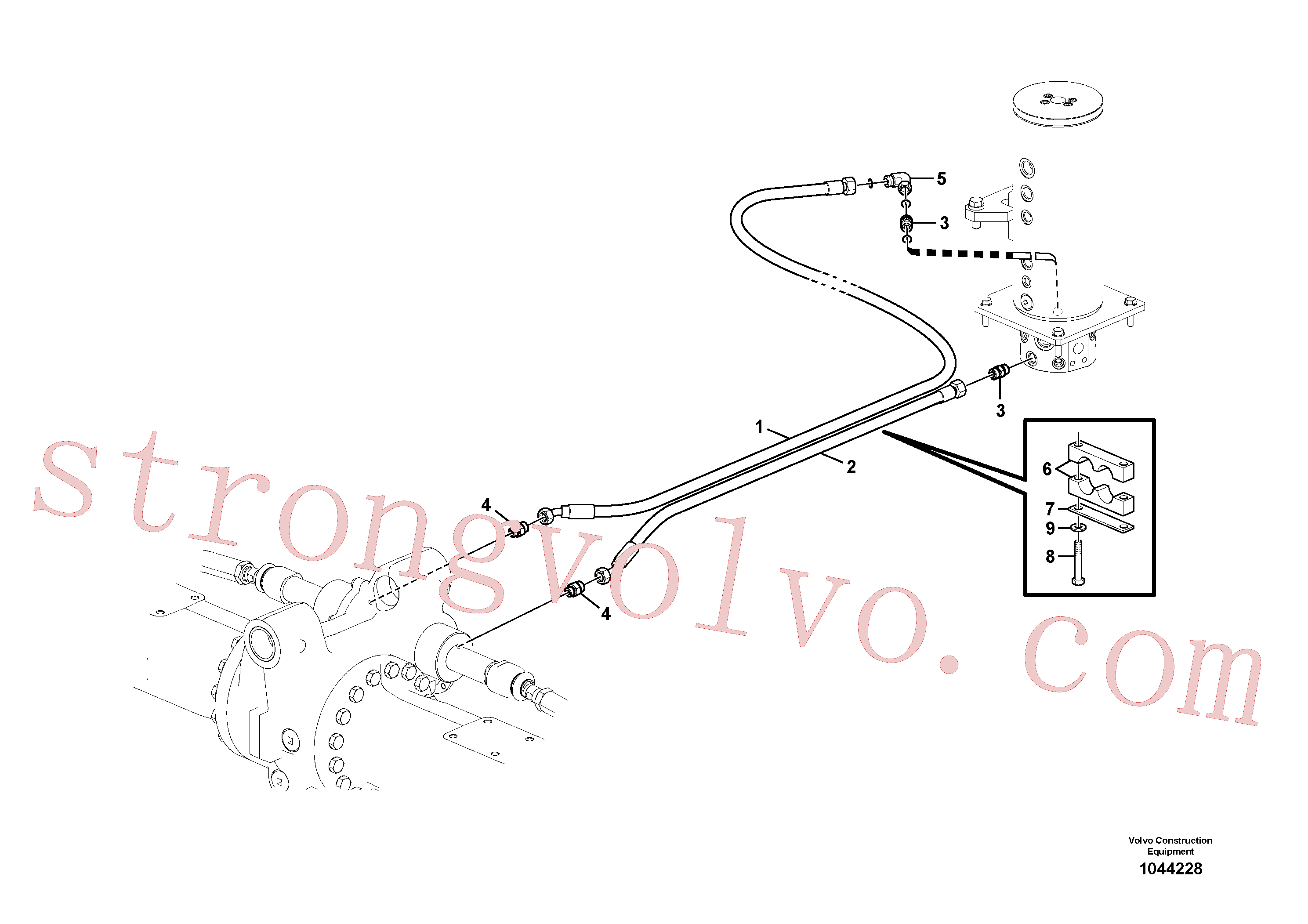 SA9511-42908 Volvo Sistema hidráulico, linha da direcção(1044228 Montagem)