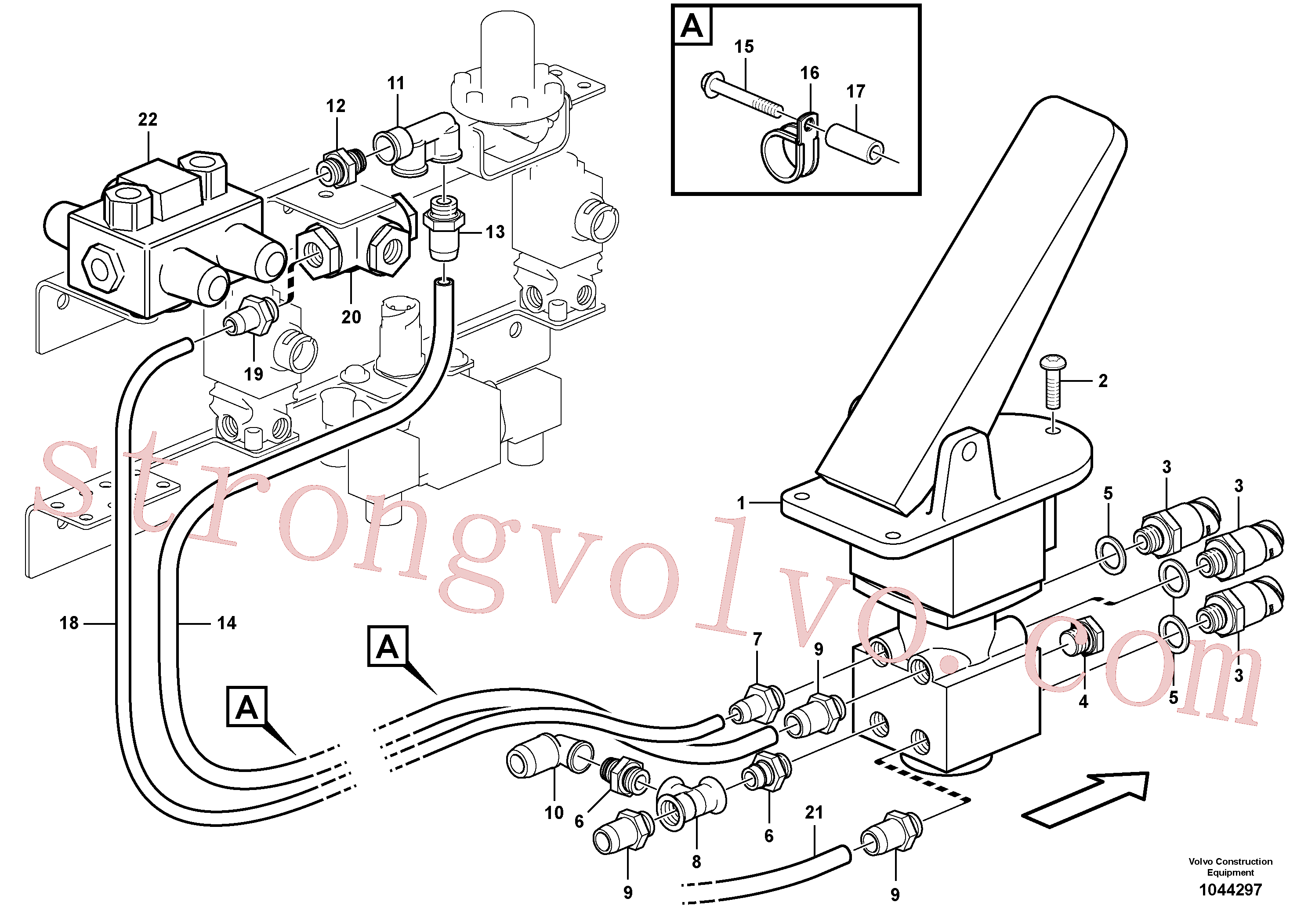 VOE11197098 Volvo Válvula do travão de pé com suportes(1044297 Montagem)