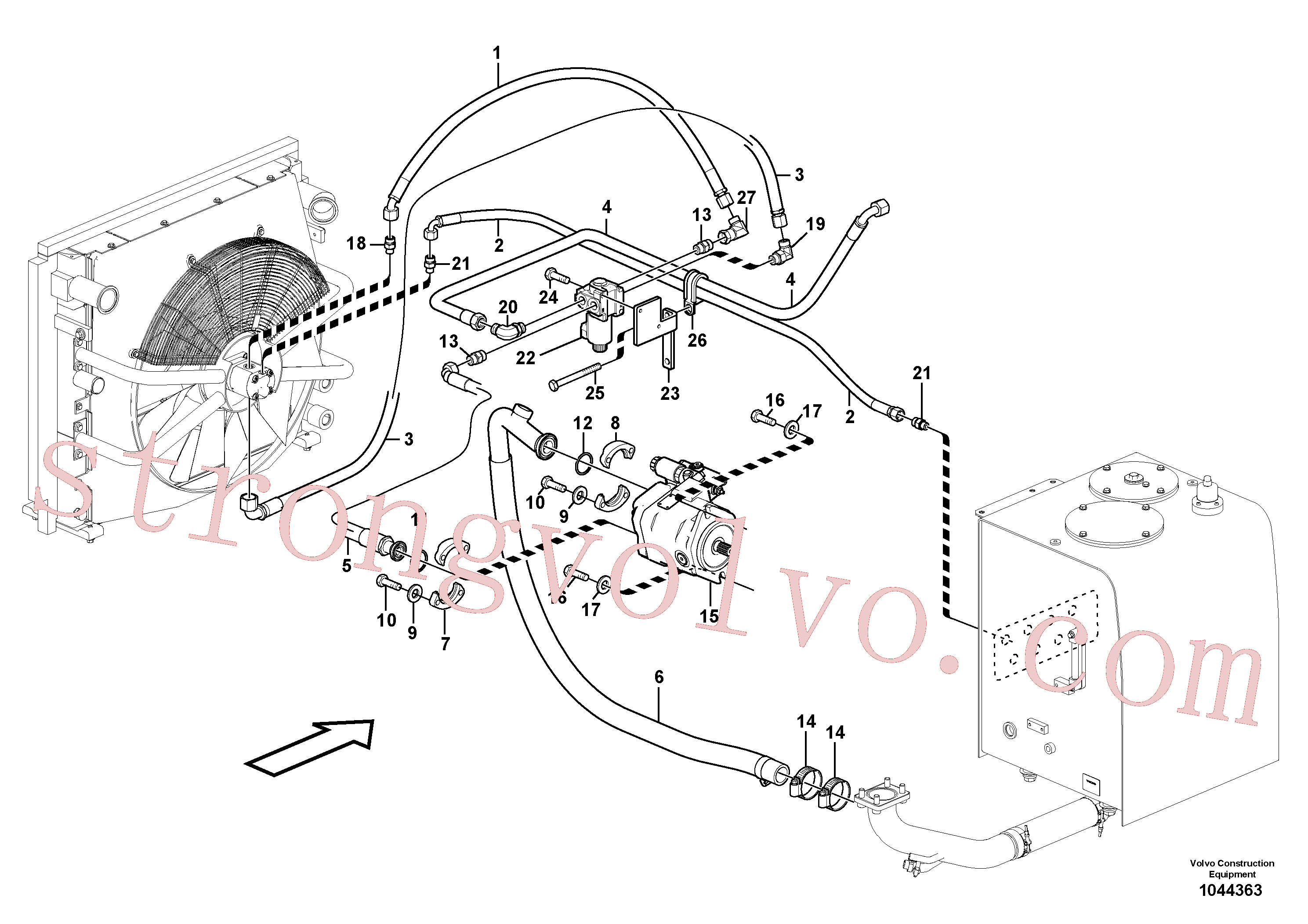 VOE17222766 Volvo Sistema hidráulico, sistema refrigerante do óleo(1044363 Montagem)