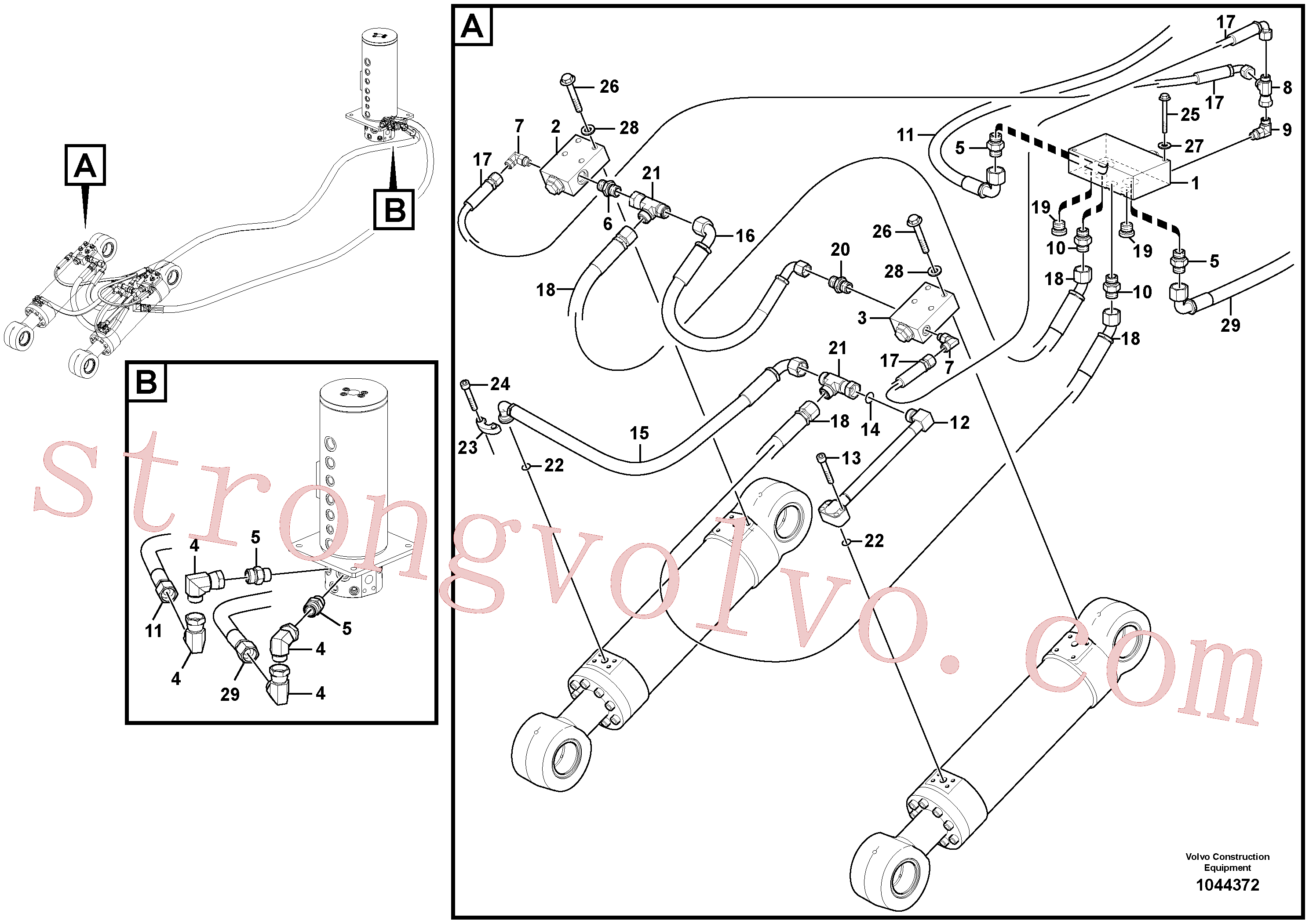 VOE14578724 Volvo Sistema hidráulico de trabalho, lâmina niveladora traseira(1044372 Montagem)