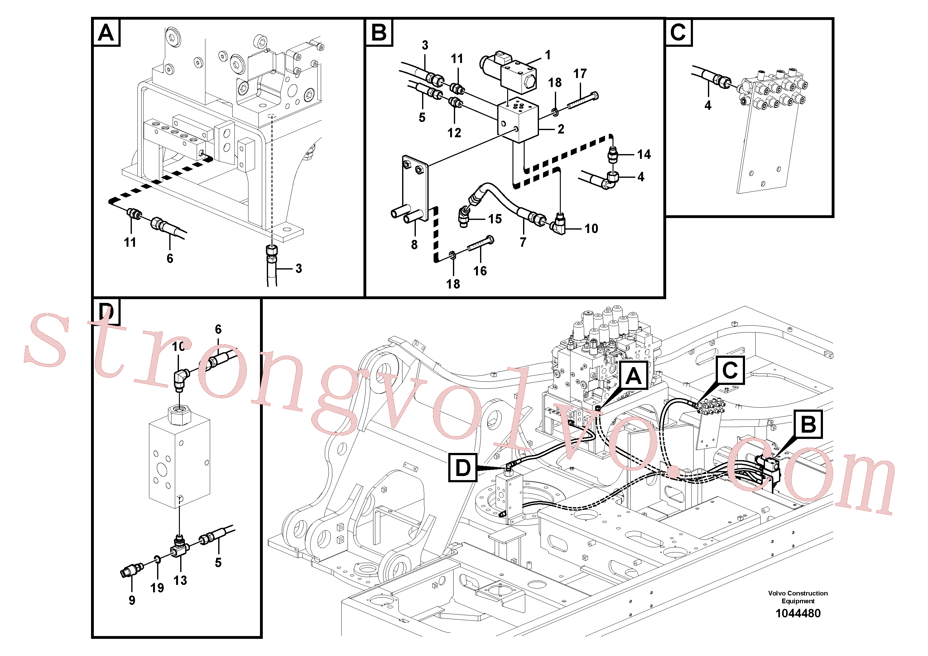 VOE14541689 Volvo Sistema servomotor, válvula de comando para válvula solenóide(1044480 Montagem)