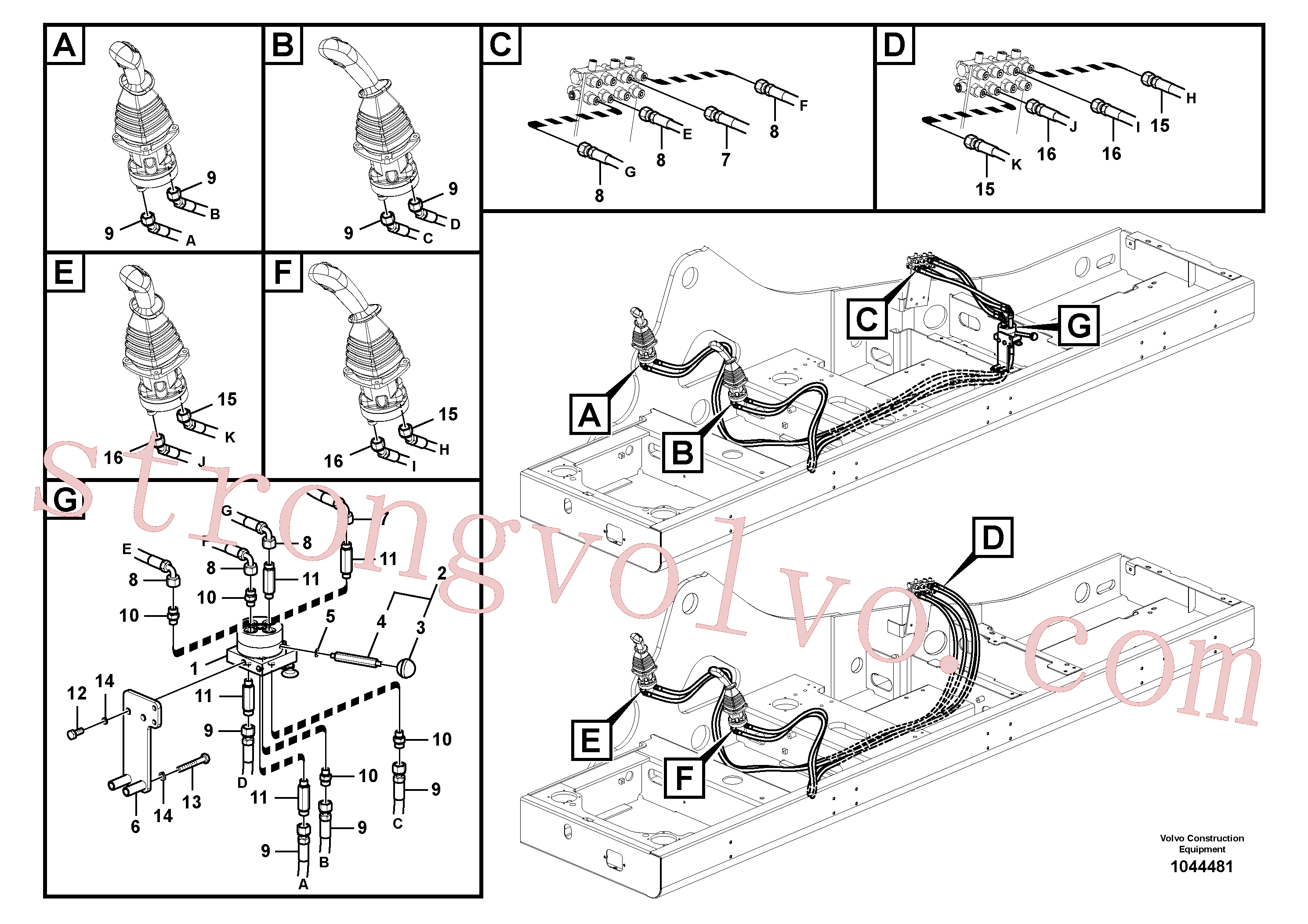 VOE15042409 Volvo Sistema servomotor, mudança da função da alavanca(1044481 Montagem)