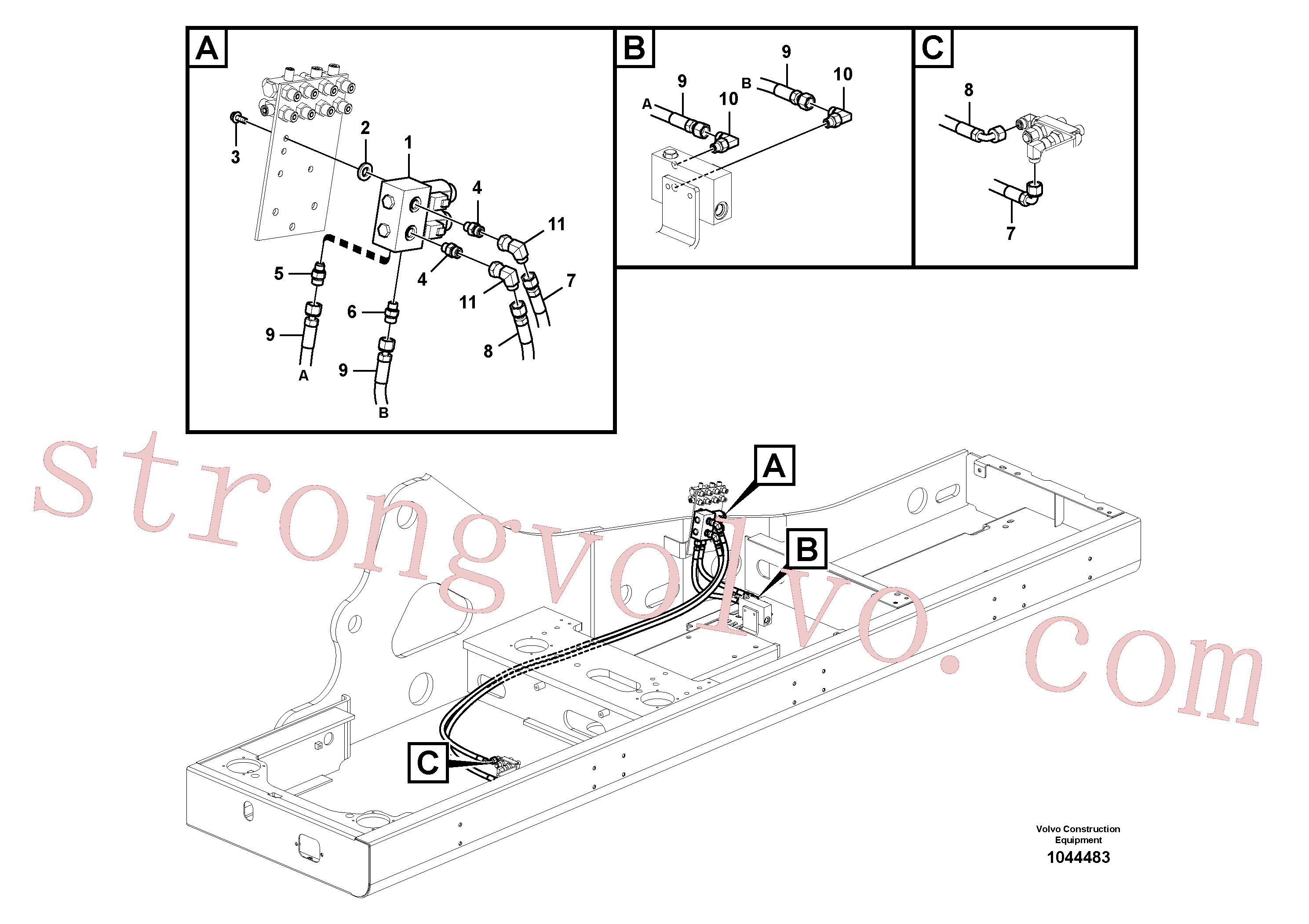 VOE14570443 Volvo Sistema servomotor, mudança da função da alavanca(1044483 Montagem)