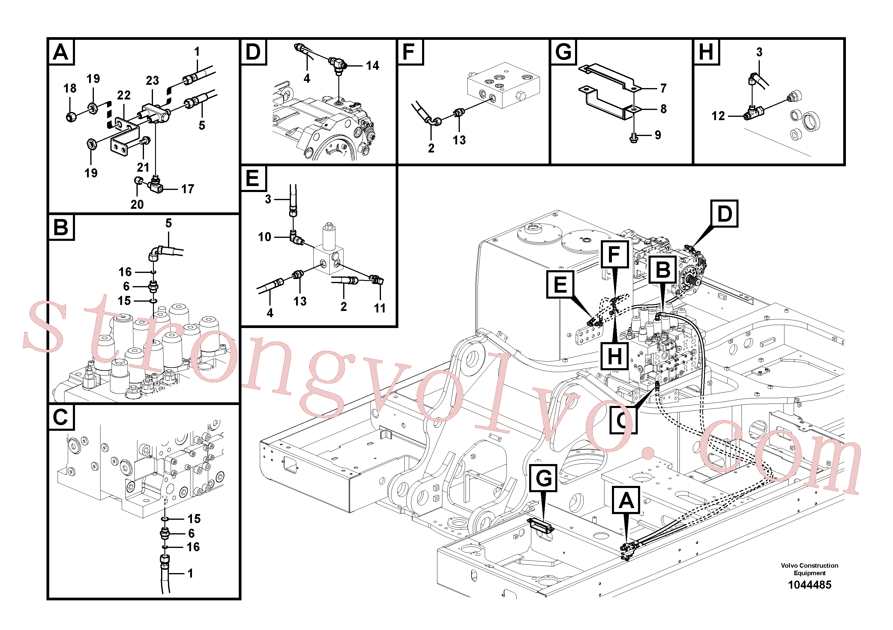 VOE15062157 Volvo Hidráulica de serviço, martelo e cortador para fluxo da bomba auxiliar(1044485 Montagem)