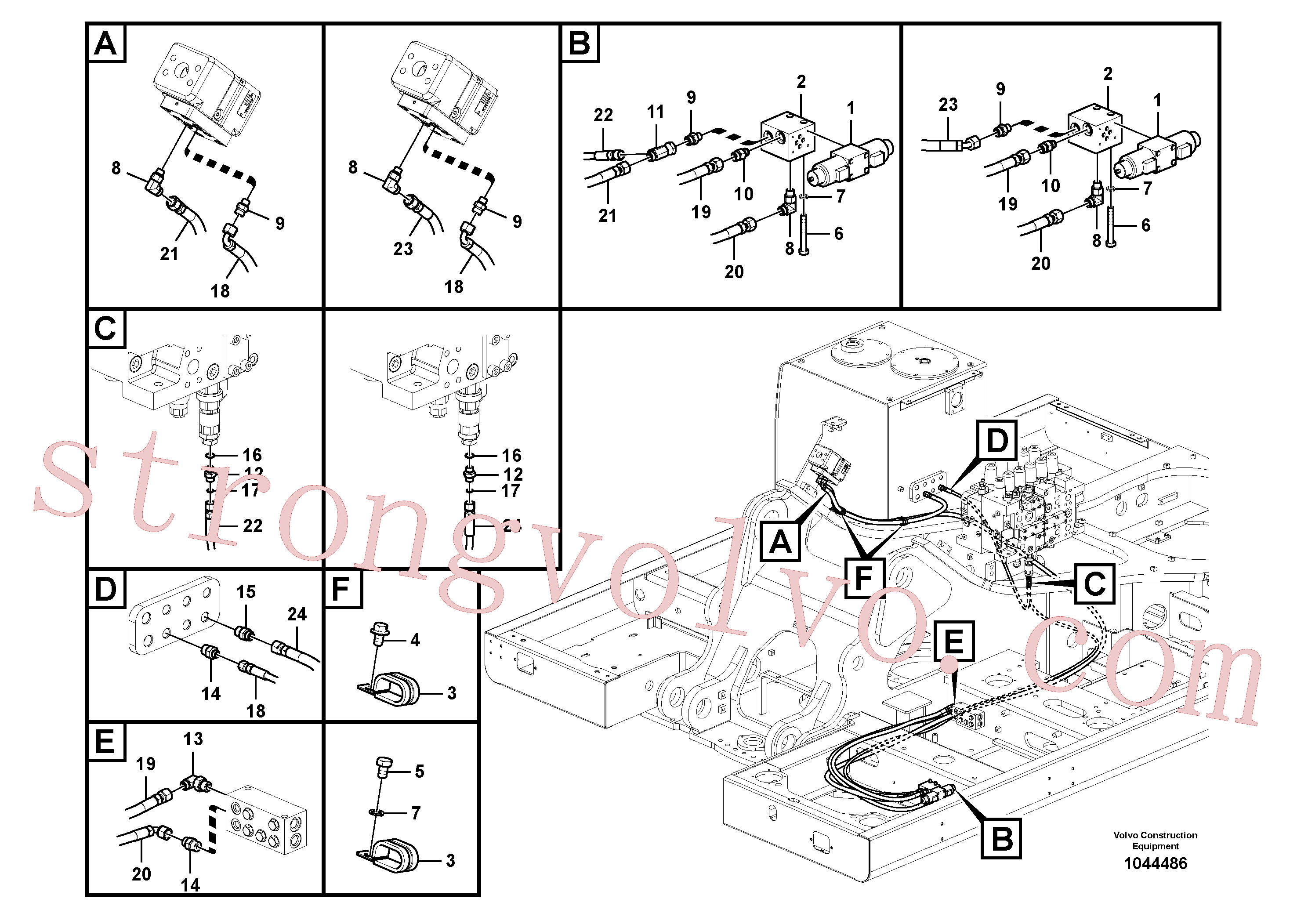 VOE15039049 Volvo Hidráulica de serviço, martelo e cortador para fluxo da bomba auxiliar(1044486 Montagem)