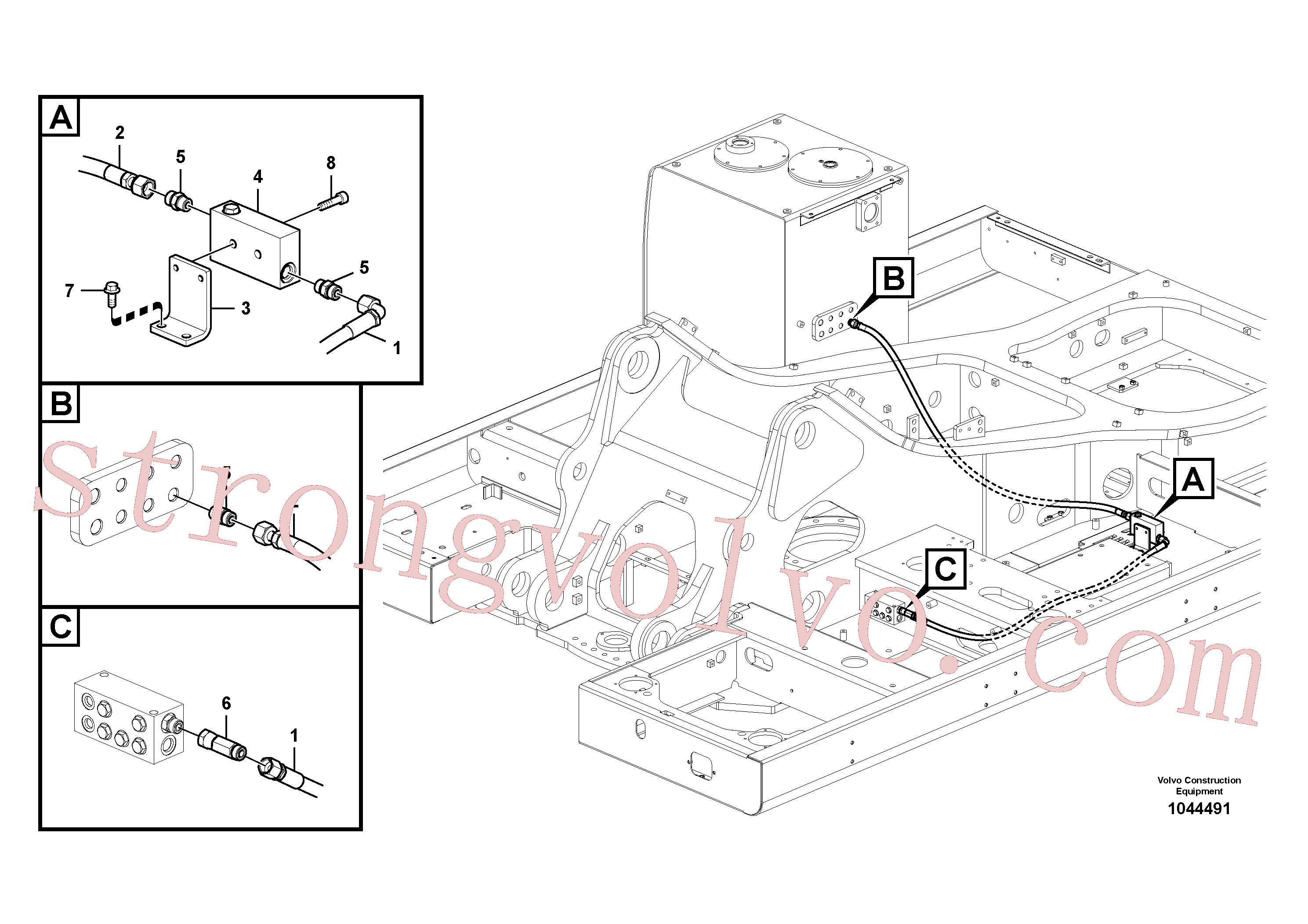 VOE14567327 Volvo Sistema servomotor, martelo e corte(1044491 Montagem)