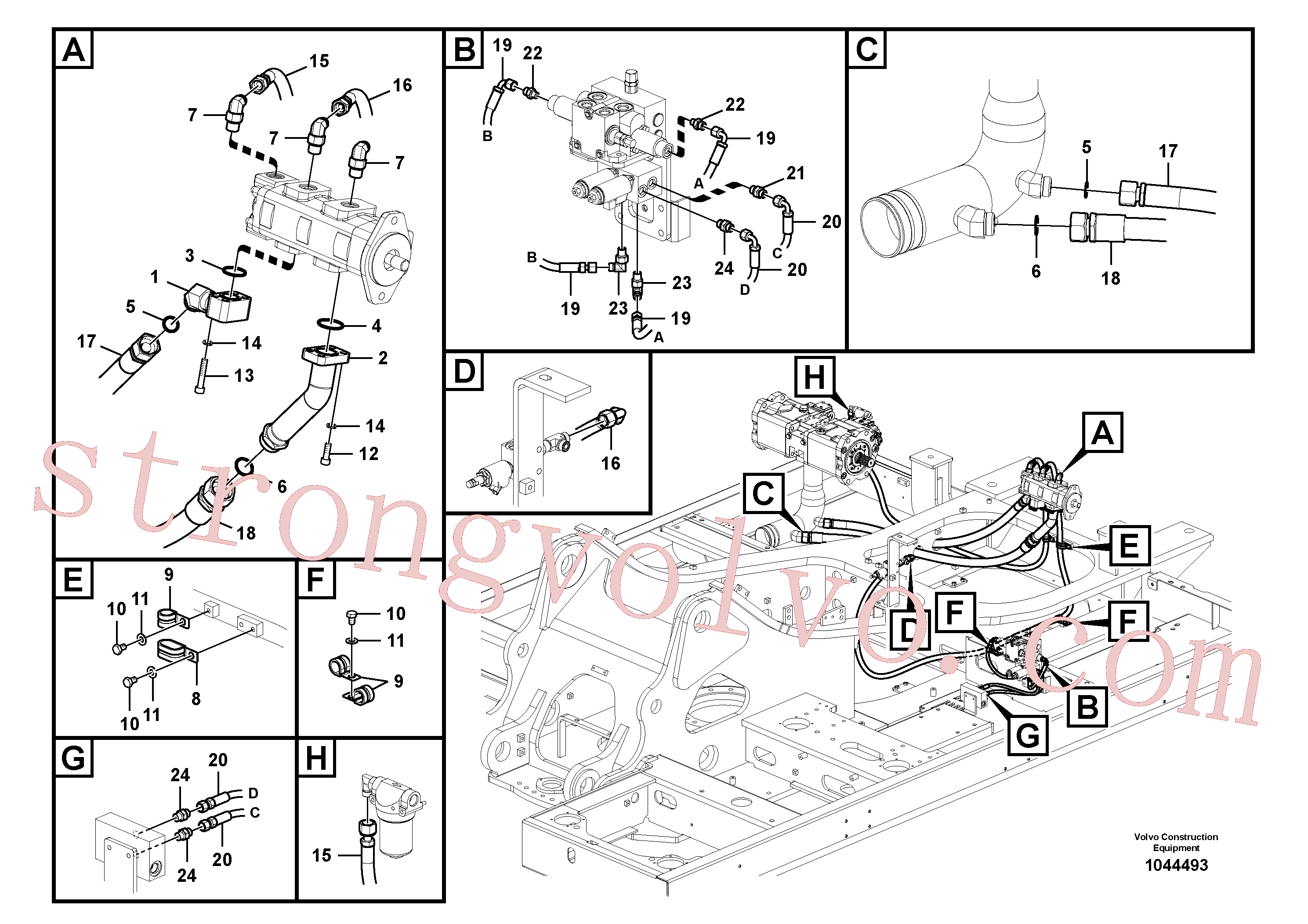 VOE938396 Mangueira completa Volvo escavadeira