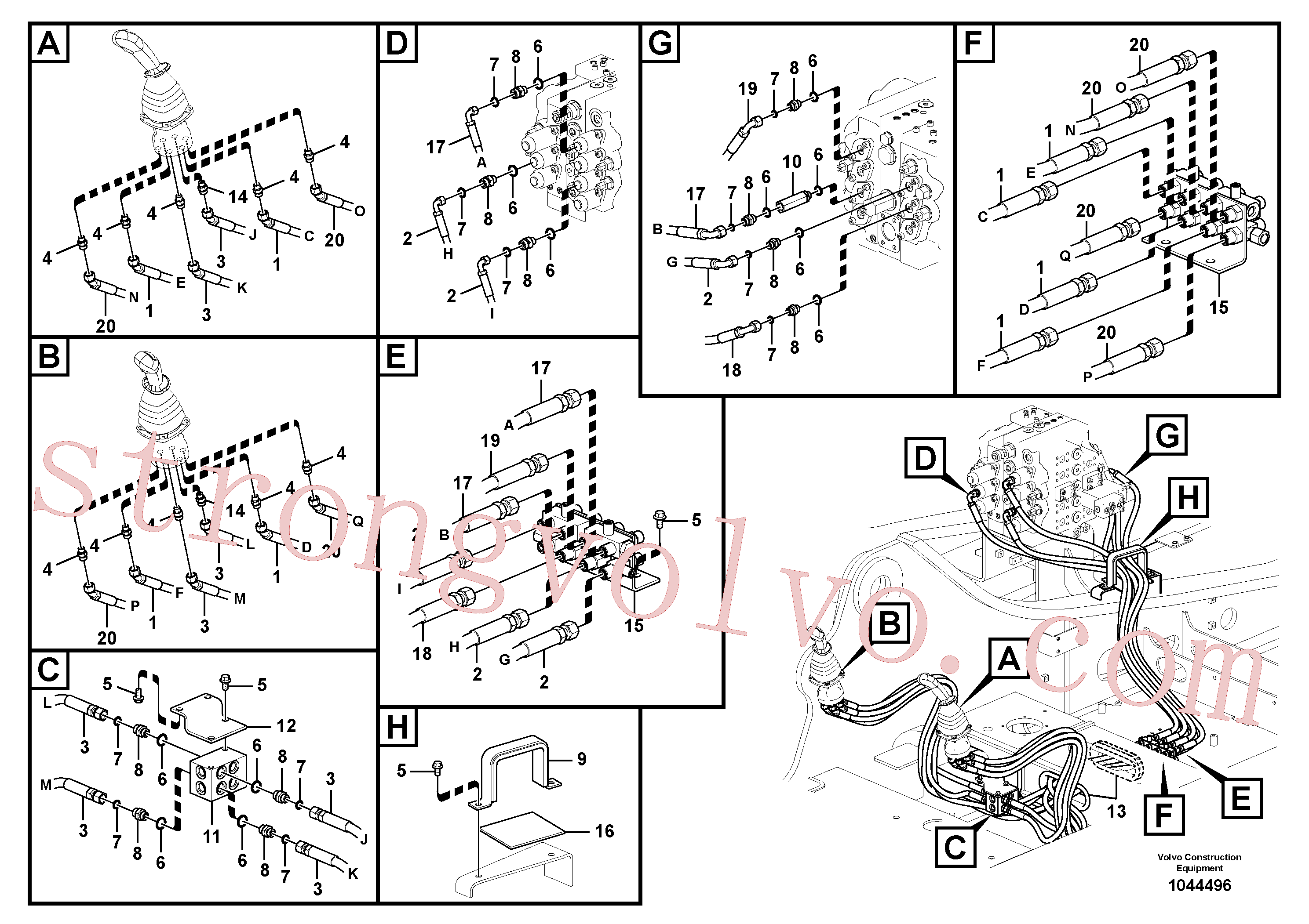VOE14531003 Volvo Sistema servomotor, válvula de comando para válvula de comando à distância(1044496 Montagem)