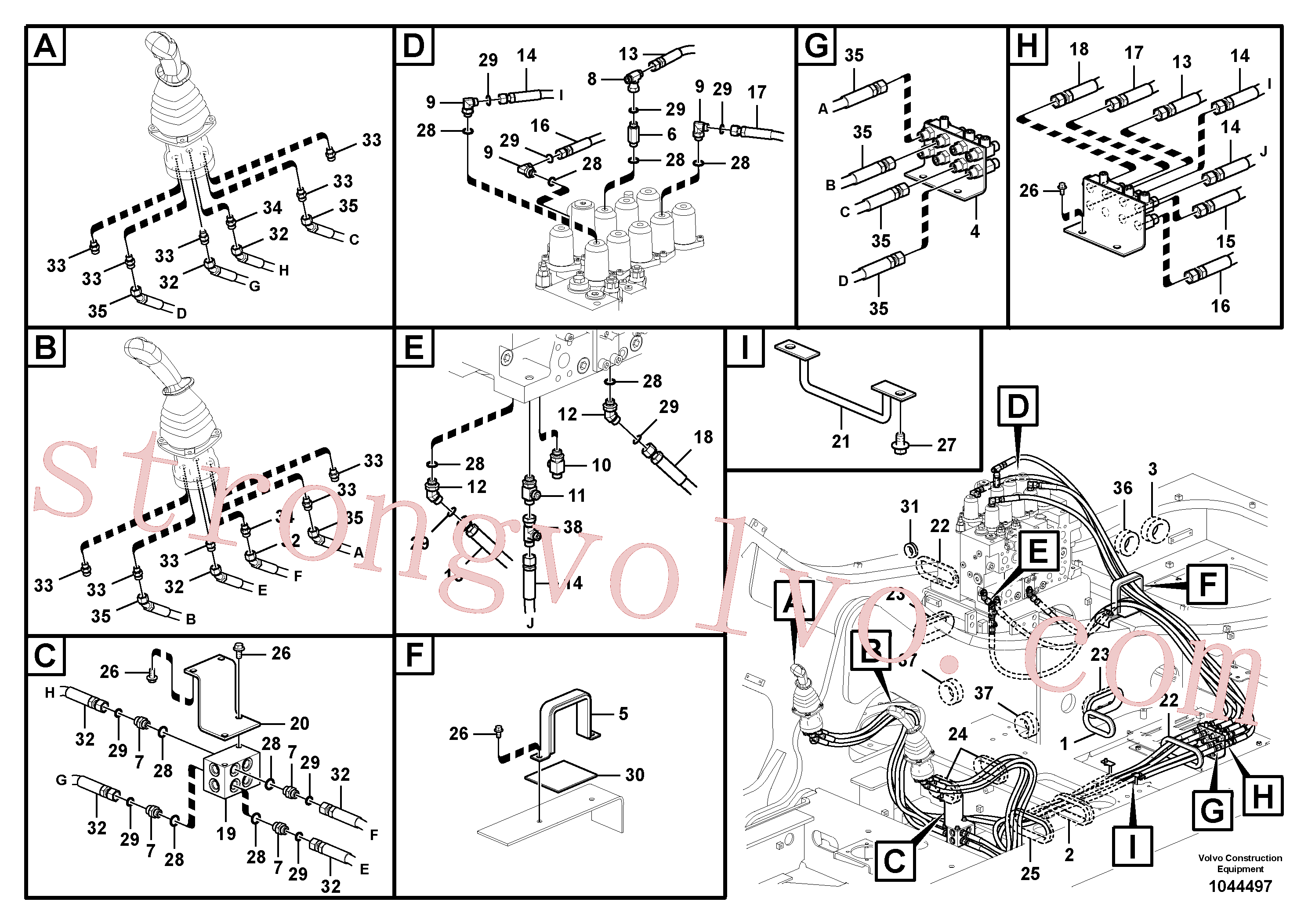 VOE937340 Volvo Sistema servomotor, válvula de comando para válvula de comando à distância(1044497 Montagem)