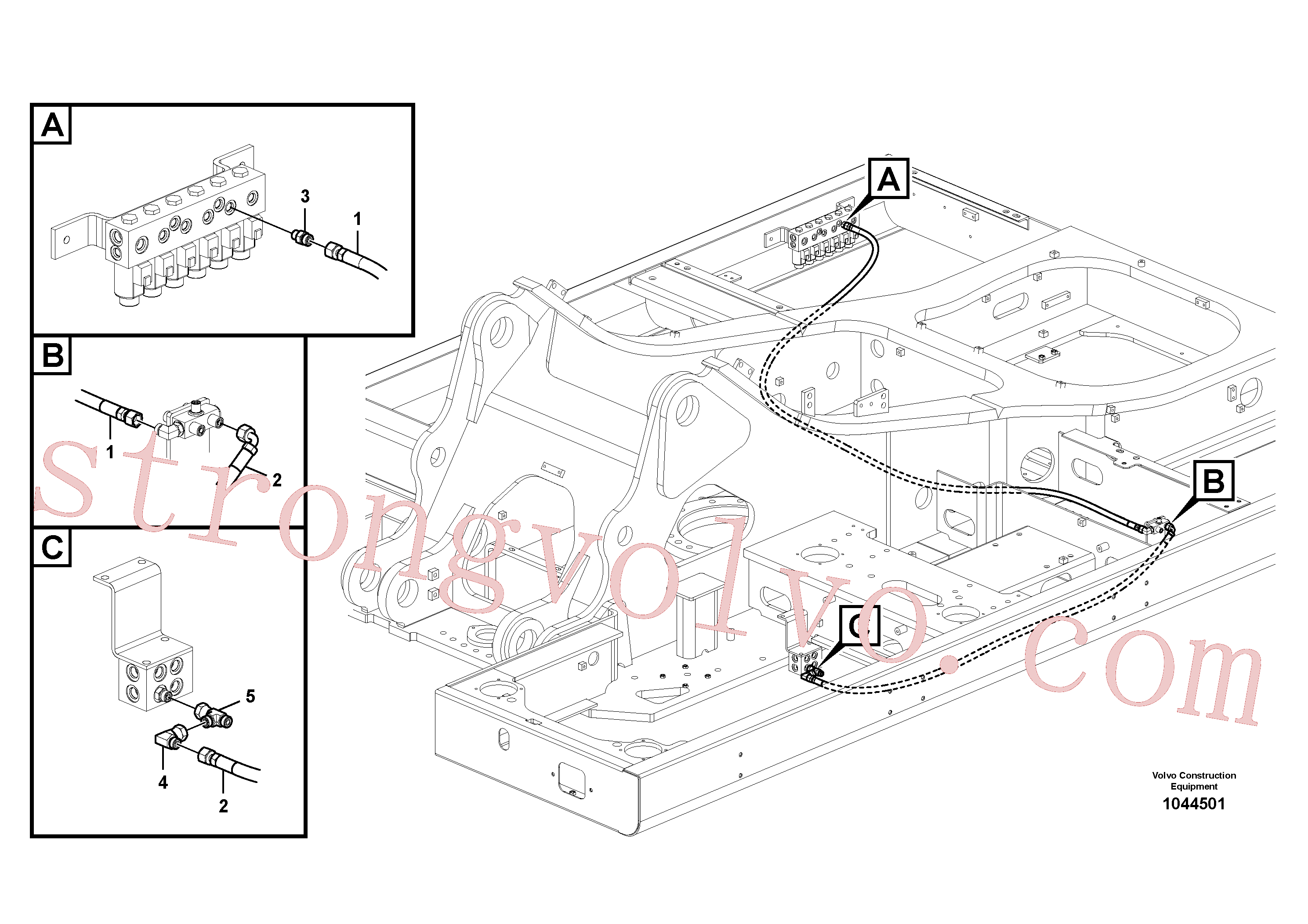 VOE938207 Volvo Sistema servomotor, martelo e corte(1044501 Montagem)