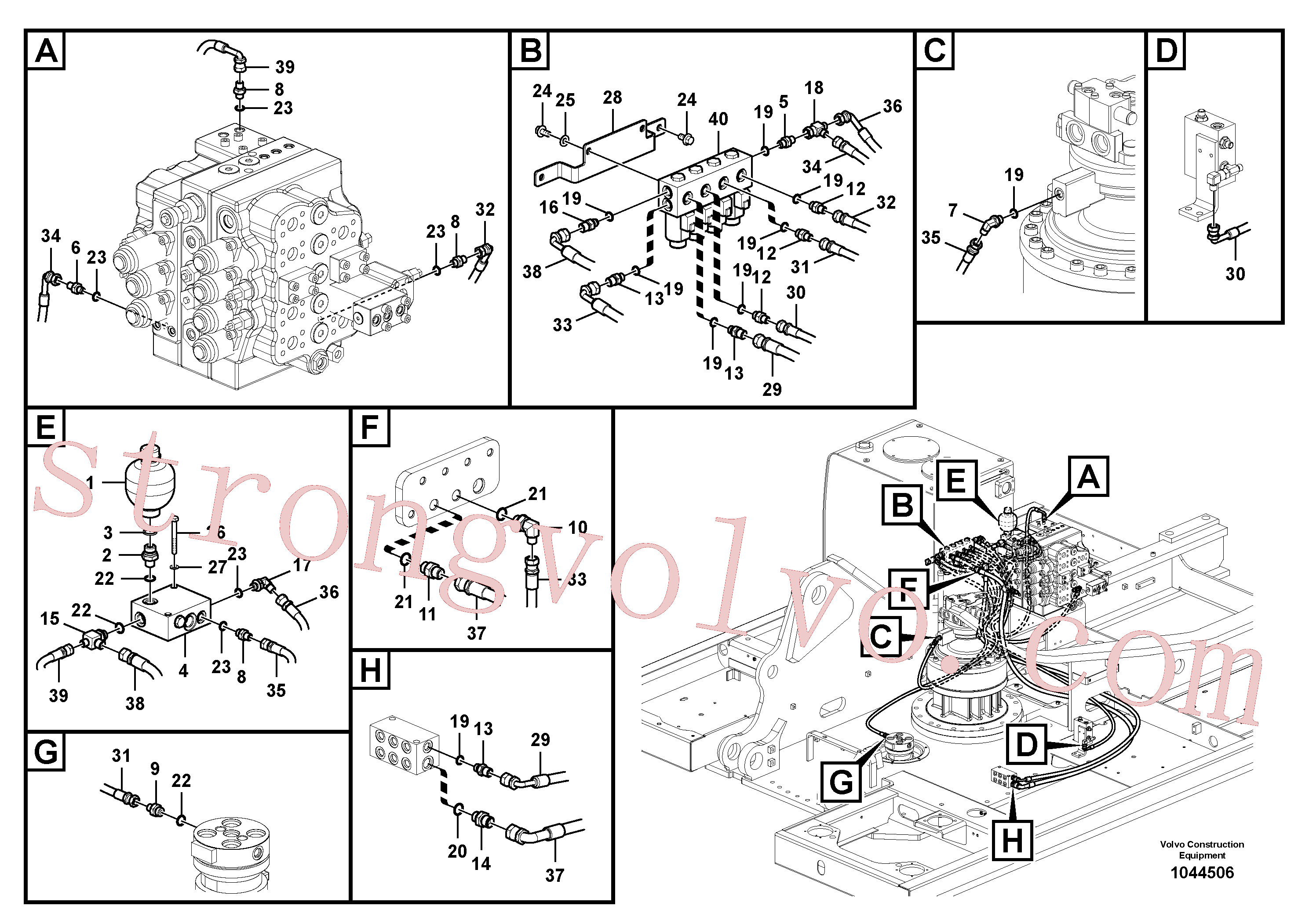 SA9453-02250 Volvo Sistema servomotor, válvula de comando para válvula solenóide(1044506 Montagem)