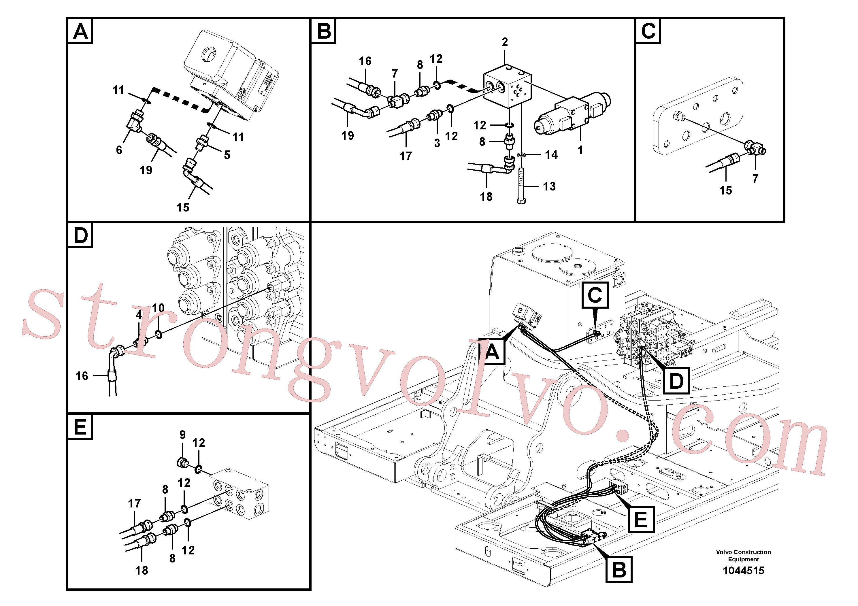 SA9413-11170 Volvo Hidráulica de serviço, martelo e cortador para fluxo da bomba auxiliar(1044515 Montagem)