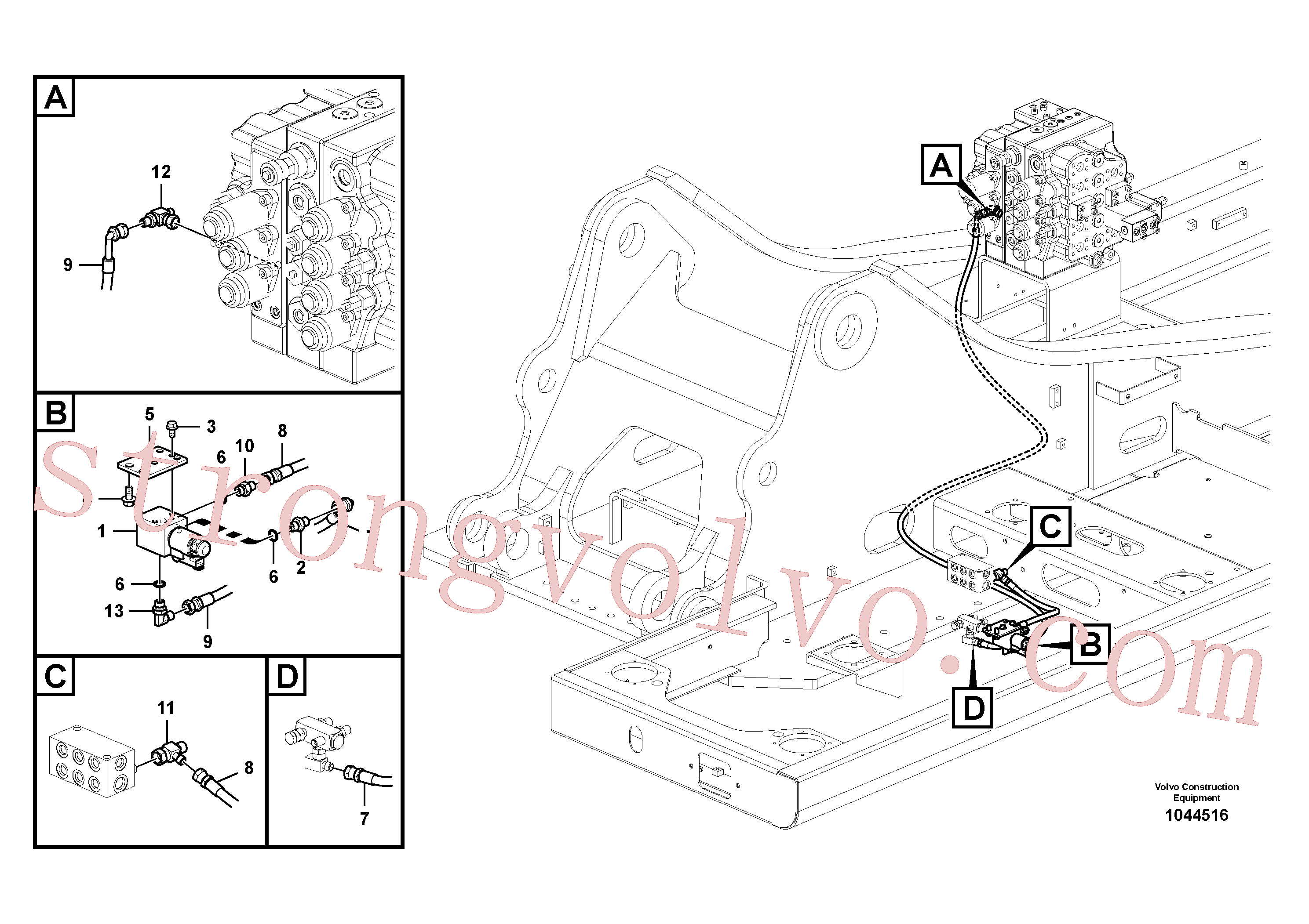 VOE14570456 Volvo Hidráulica de serviço, martelo e cortador para fluxo da bomba auxiliar(1044516 Montagem)