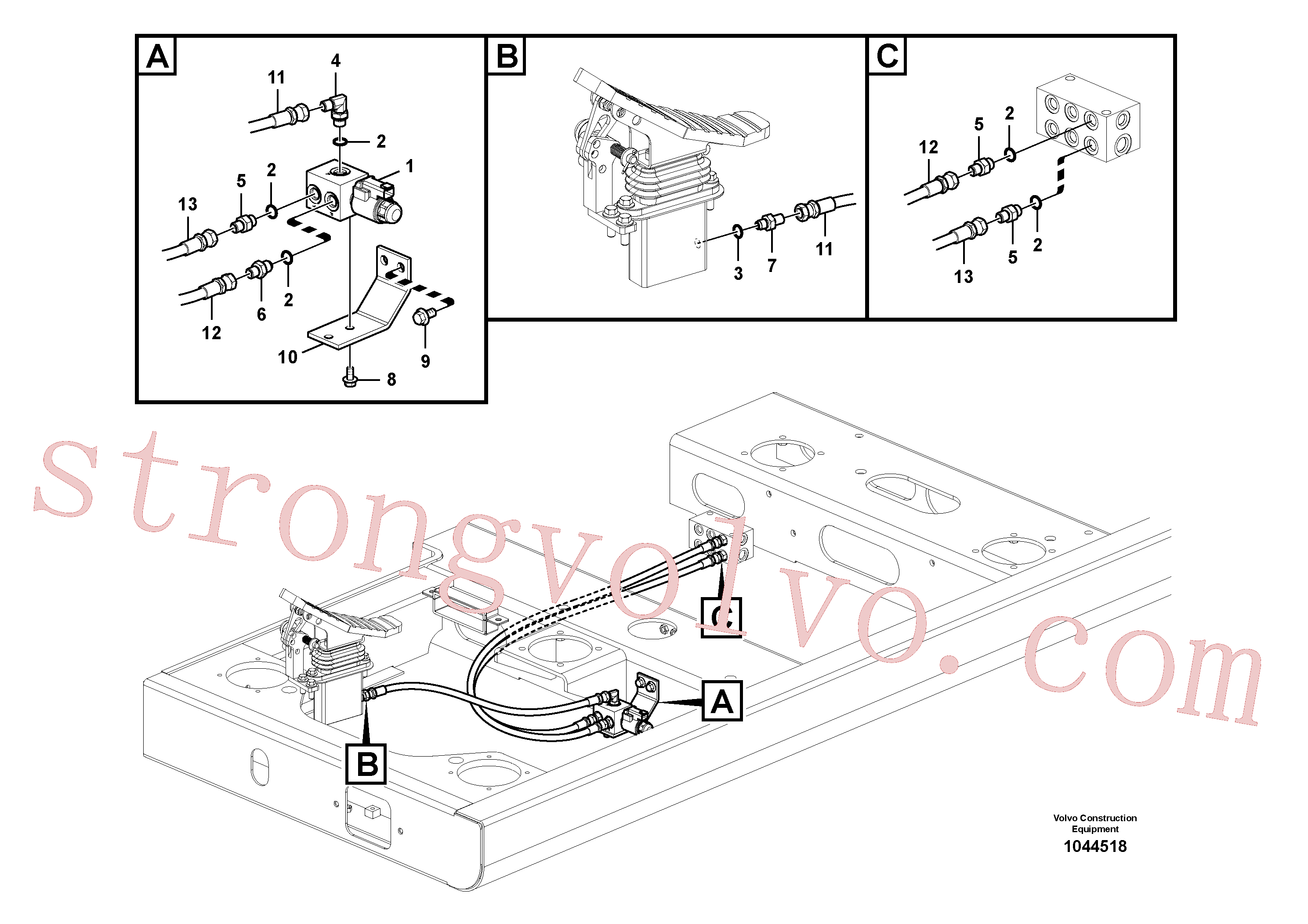 VOE14600859 Volvo Sistema servomotor, martelo e corte(1044518 Montagem)