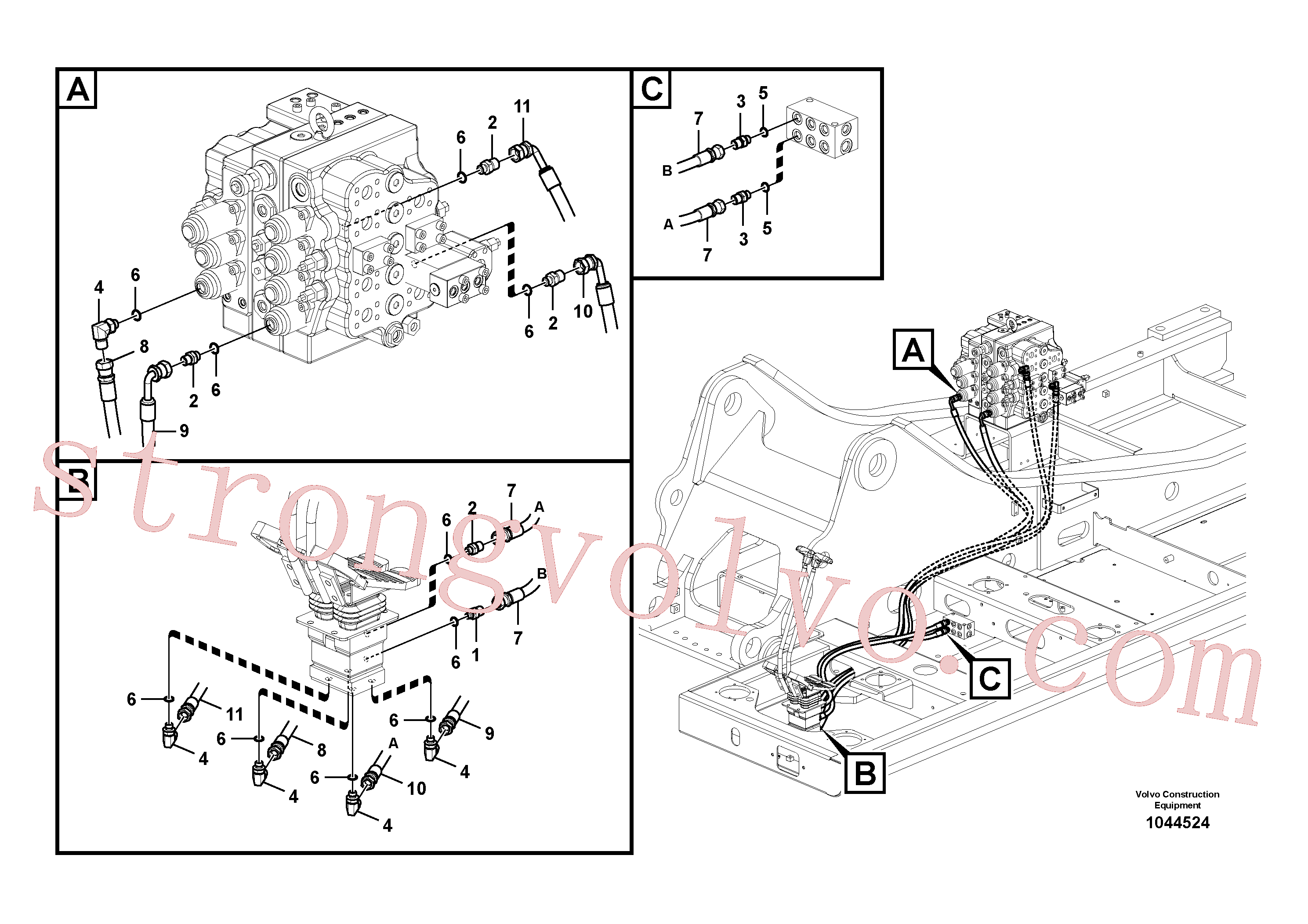 SA9451-03223 Volvo Sistema servomotor, válvula de comando para pedal da válvula de comando(1044524 Montagem)