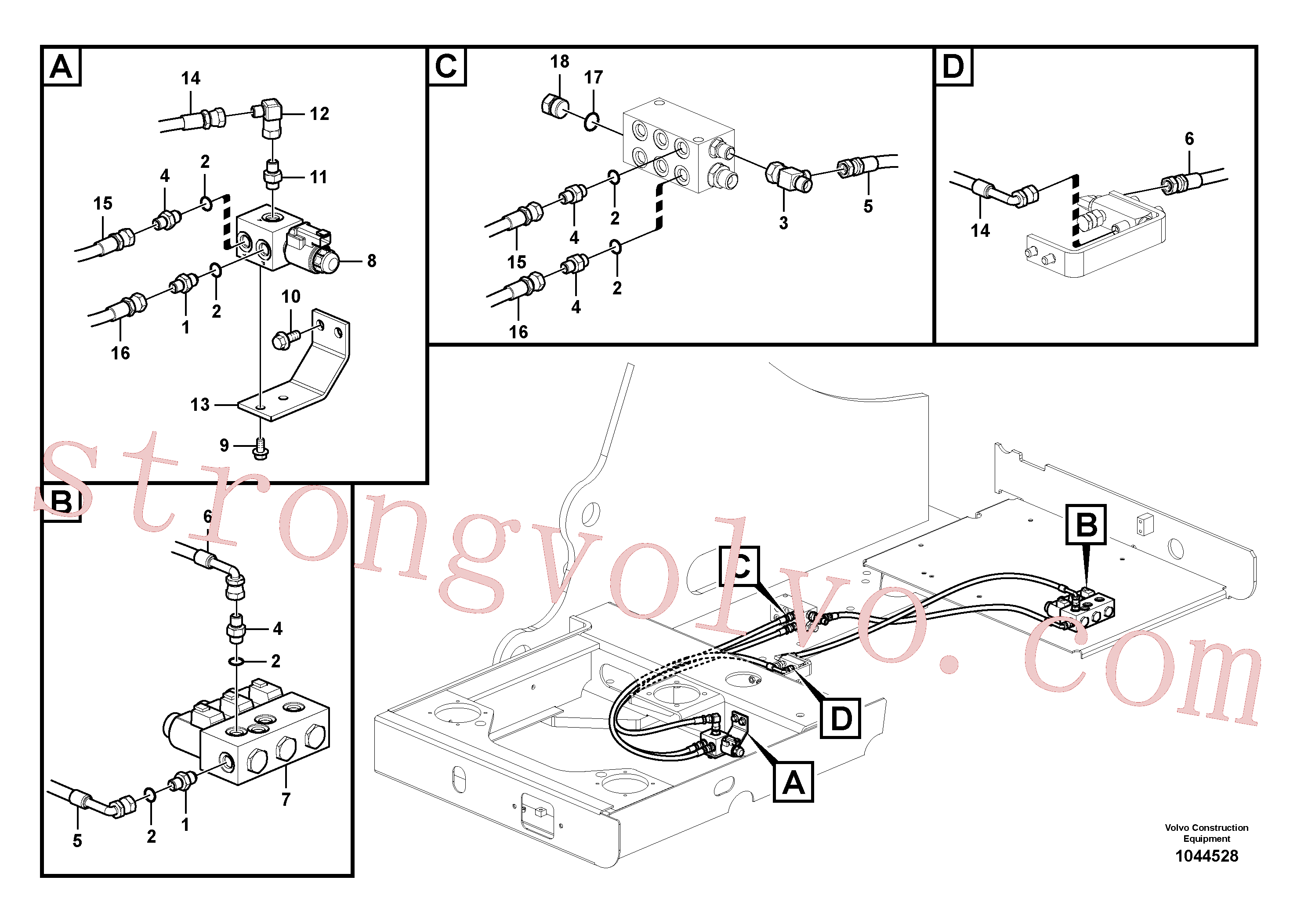 VOE14600859 Volvo Sistema servomotor, martelo e corte(1044528 Montagem)