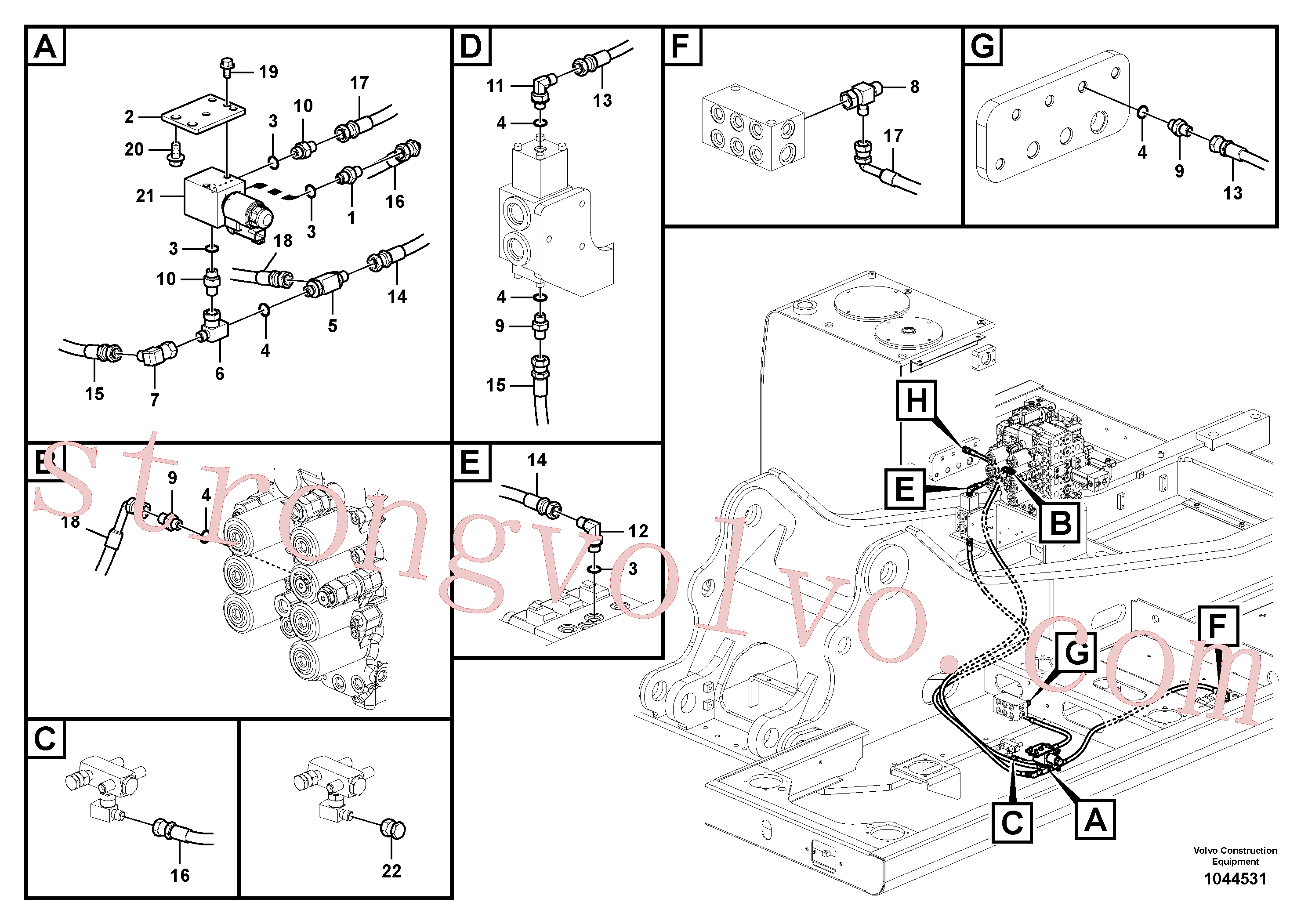 SA9451-02221 Volvo Hidráulica de serviço, martelo e cortador para fluxo da bomba auxiliar(1044531 Montagem)