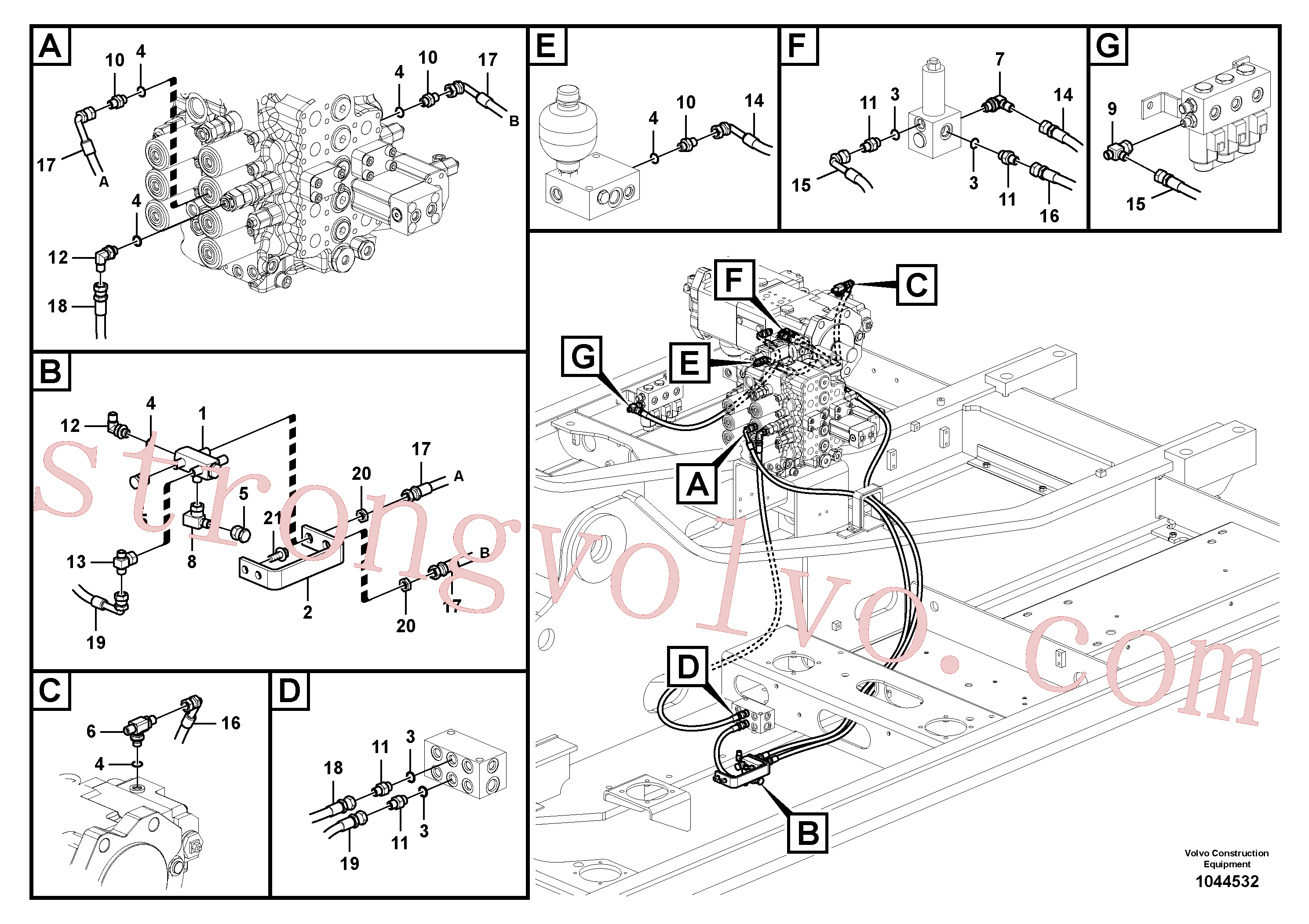 SA9453-02236 Volvo Sistema servomotor, martelo e corte(1044532 Montagem)