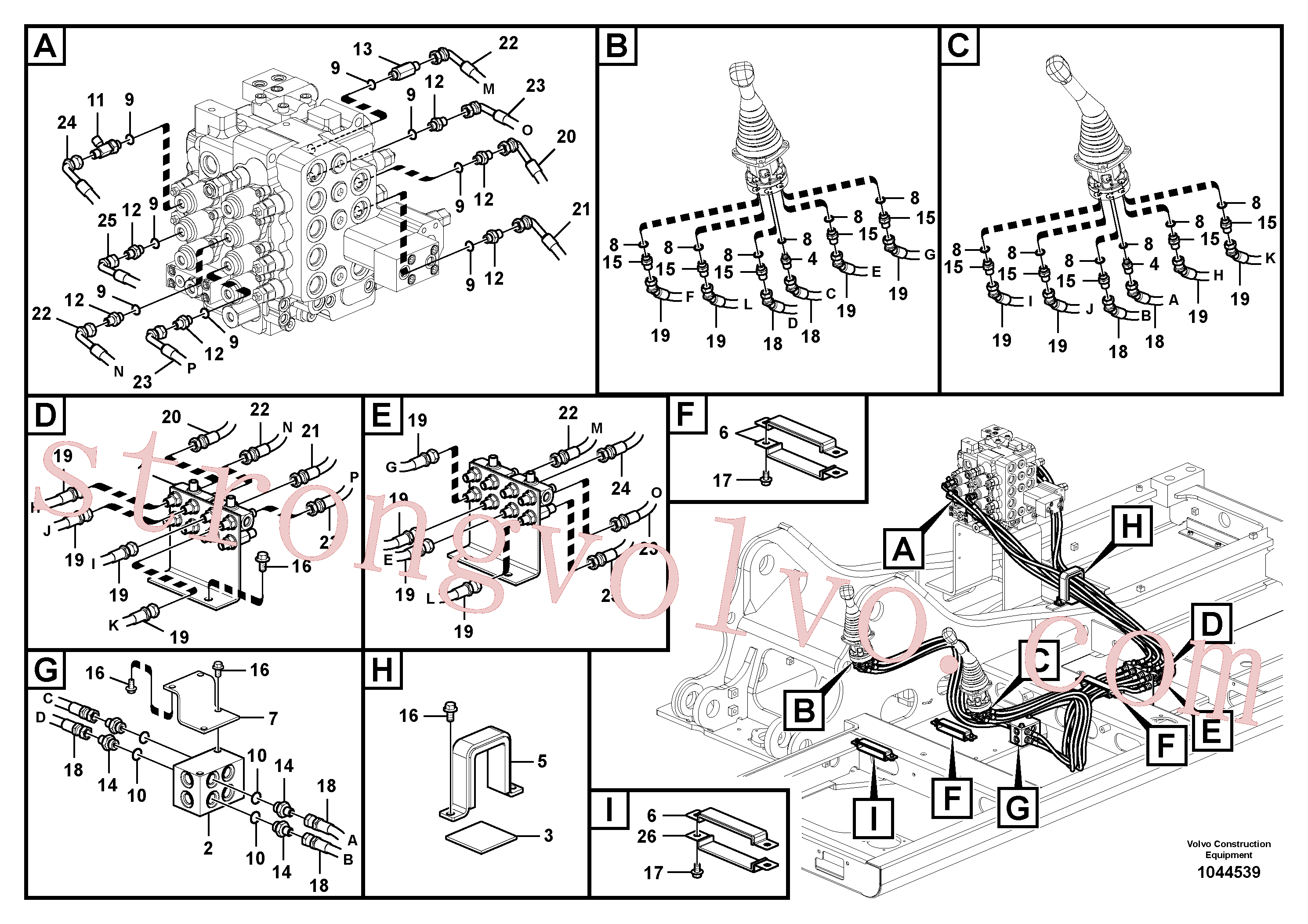 VOE14531097 Volvo Sistema servomotor, válvula de comando para válvula de comando à distância(1044539 Montagem)