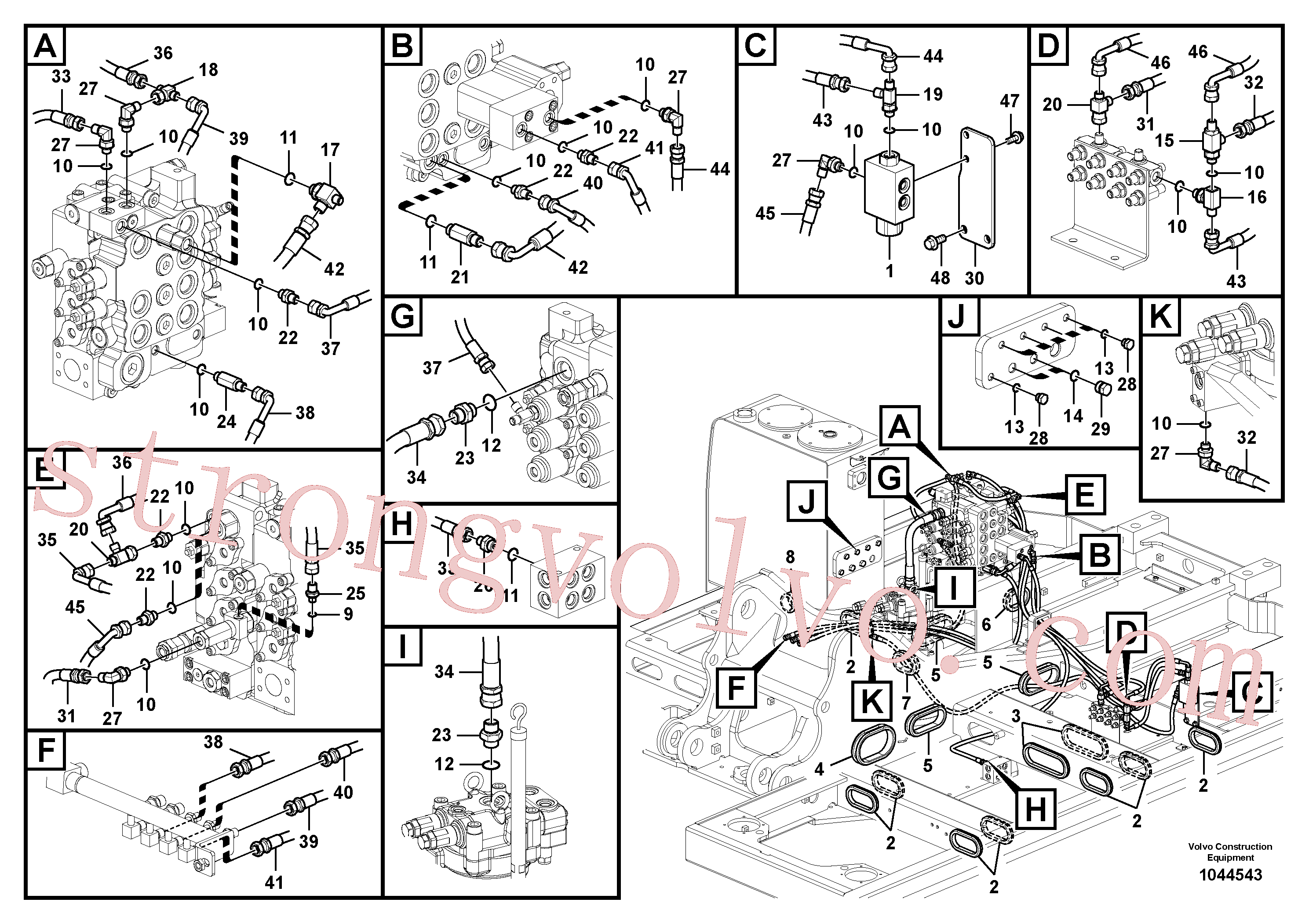 SA9453-03615 Volvo Sistema servomotor, tubagem da válvula de comando(1044543 Montagem)