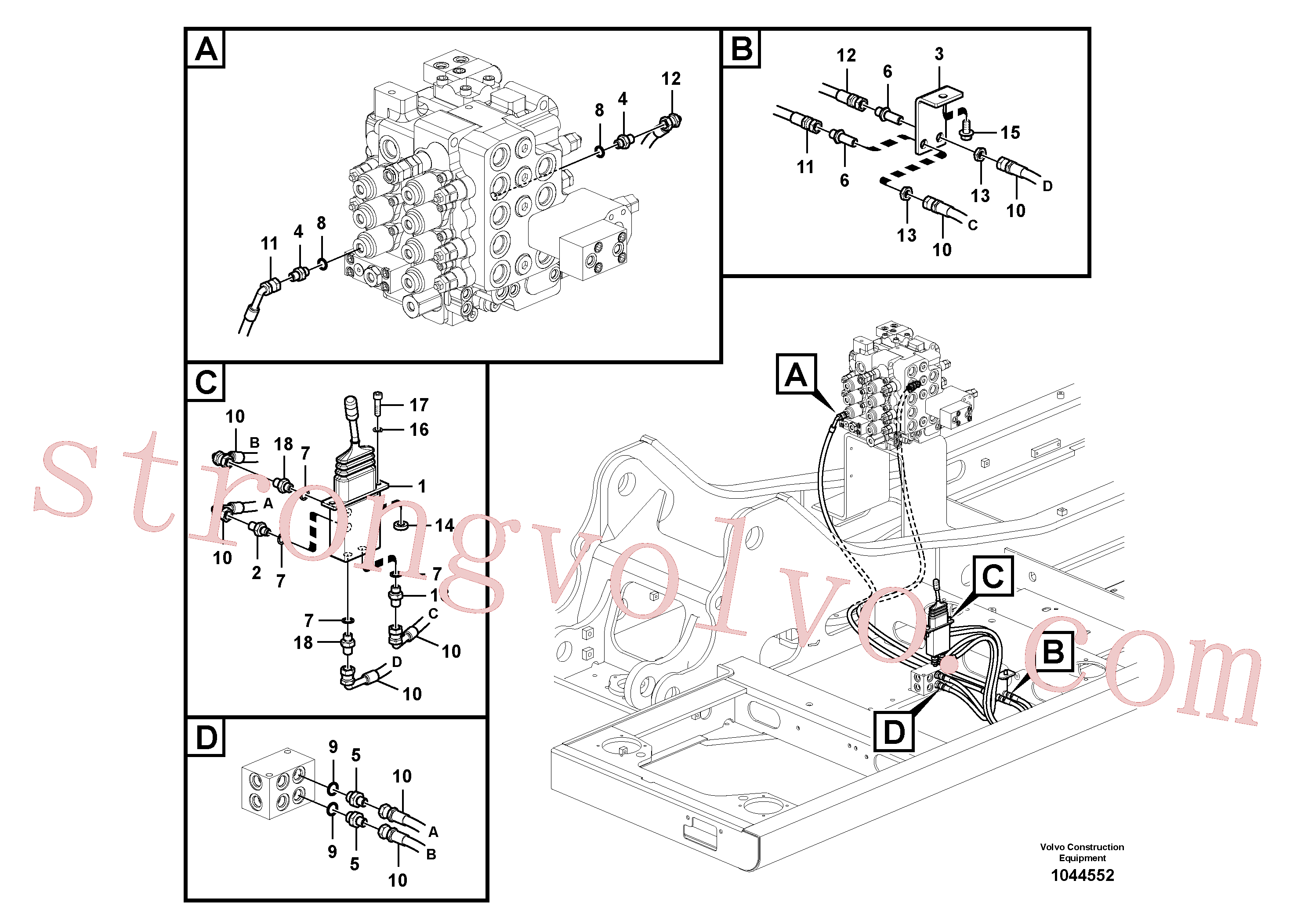 SA9412-11130 Volvo Sistema servomotor, lâmina de terraplanagem(1044552 Montagem)