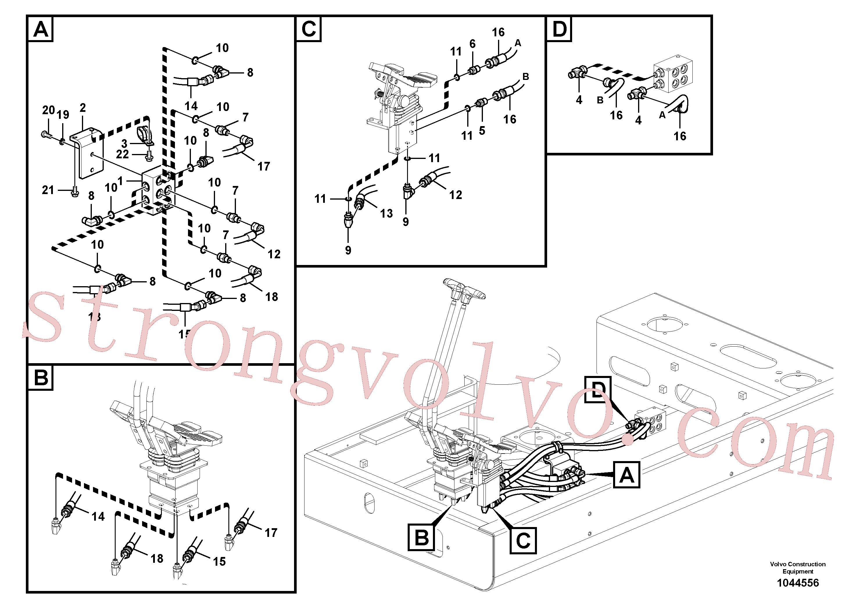 SA9453-03213 Volvo Sistema servomotor, válvula de comando para pedal da válvula de comando(1044556 Montagem)