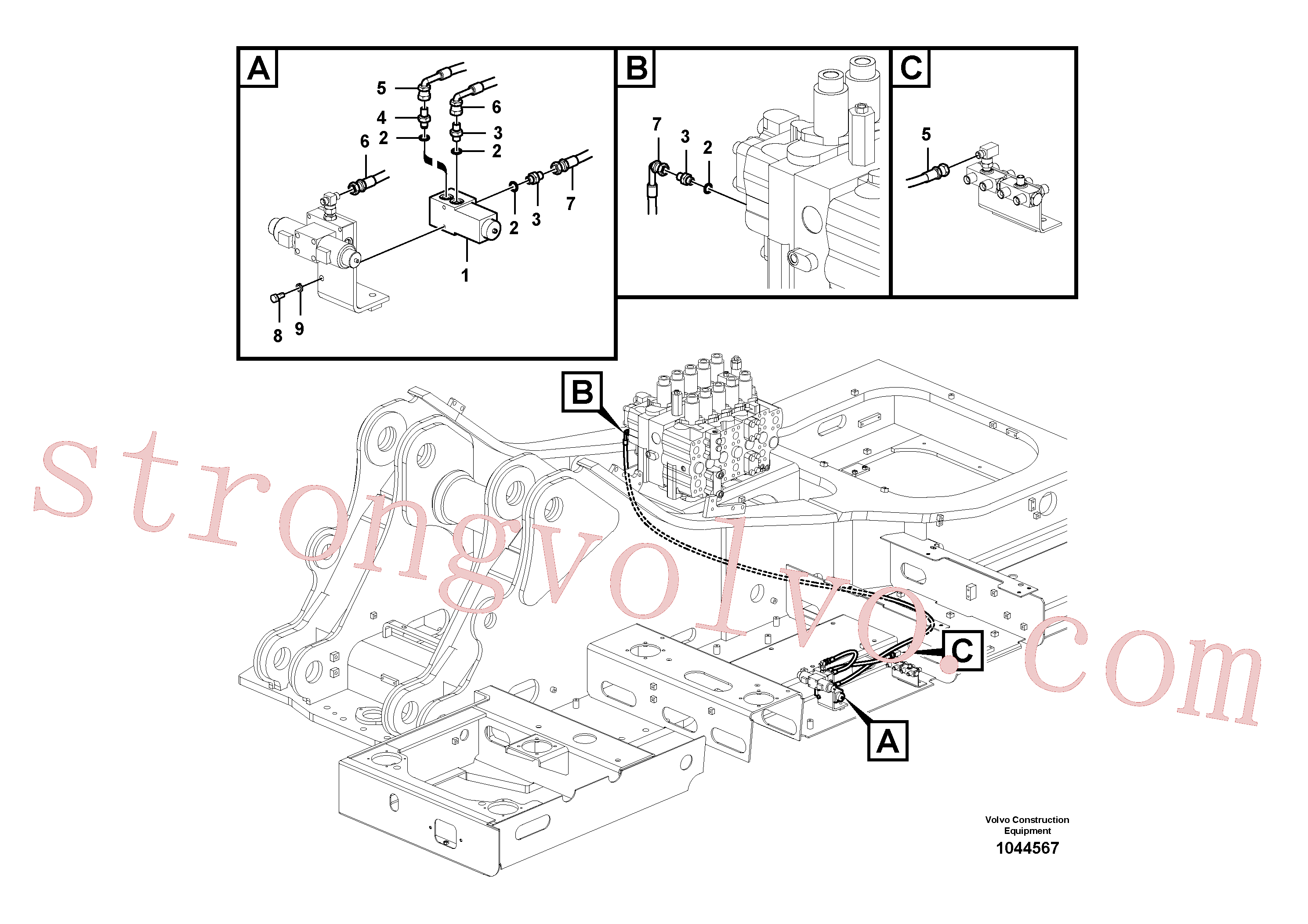 SA1048-10540 Volvo Hidráulica de serviço, martelo e cortador para fluxo da bomba auxiliar(1044567 Montagem)