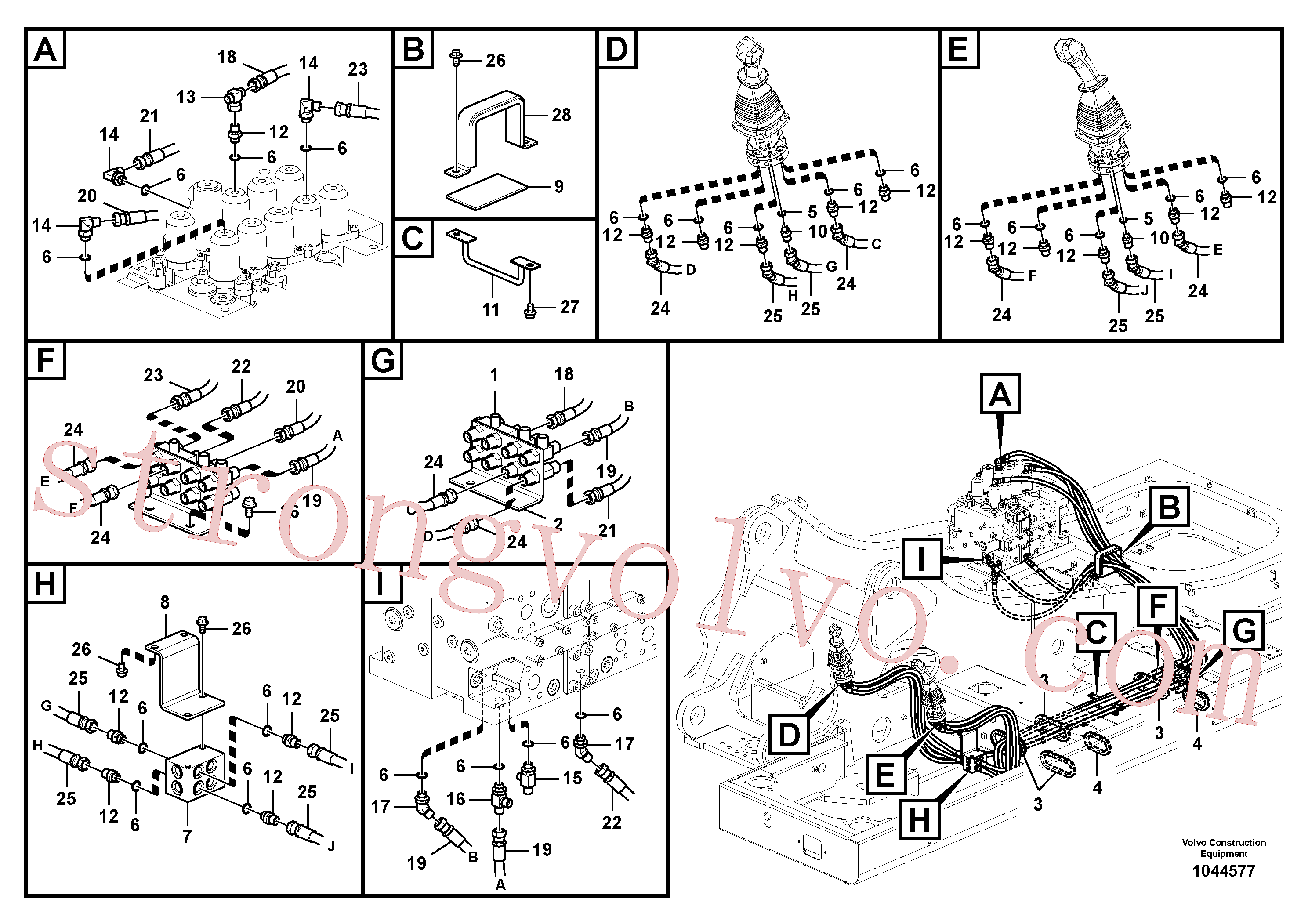 VOE14509179 Volvo Sistema servomotor, válvula de comando para válvula de comando à distância(1044577 Montagem)