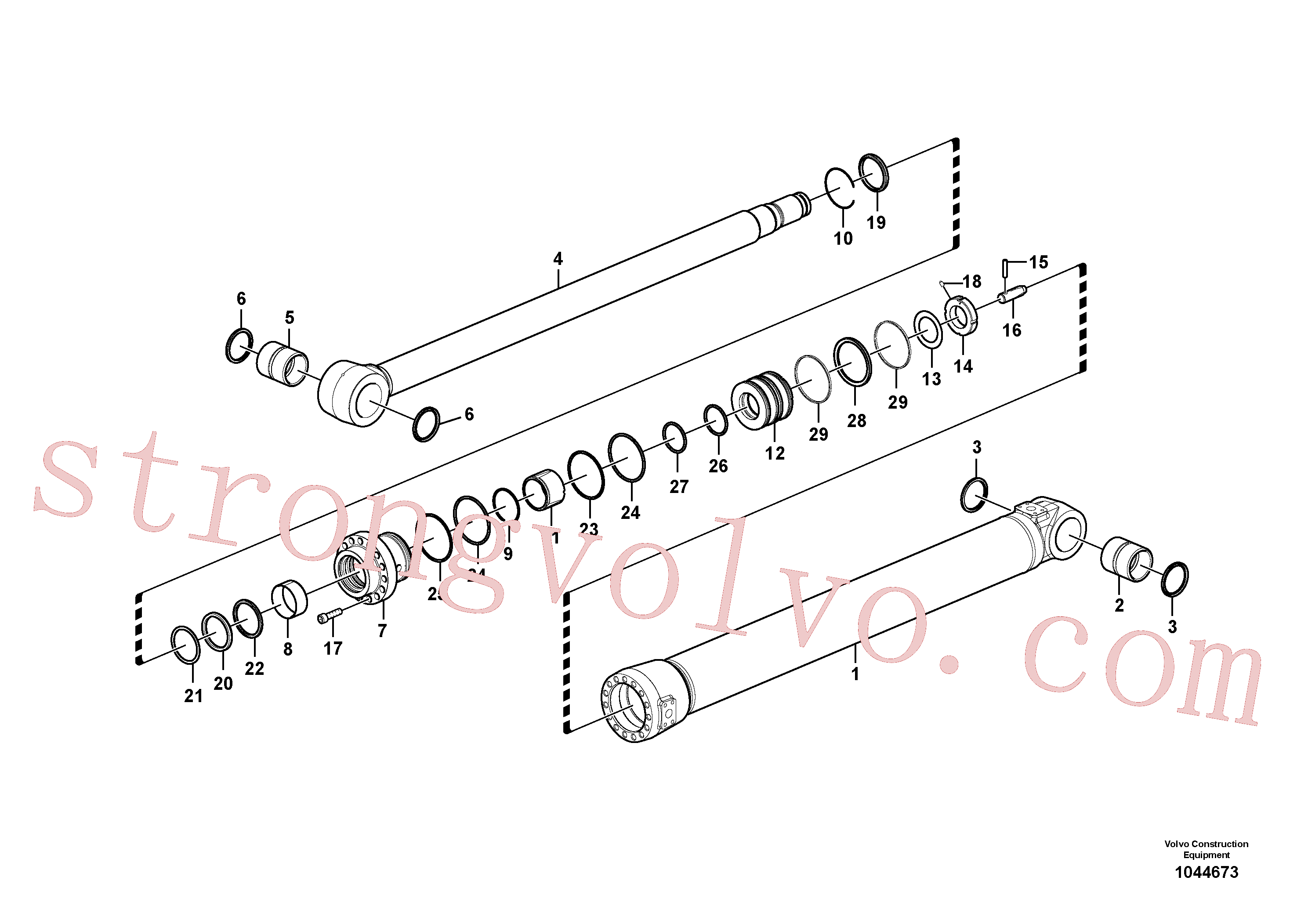 VOE14510456 Volvo Cilindro do braço de afundamento(1044673 Montagem)