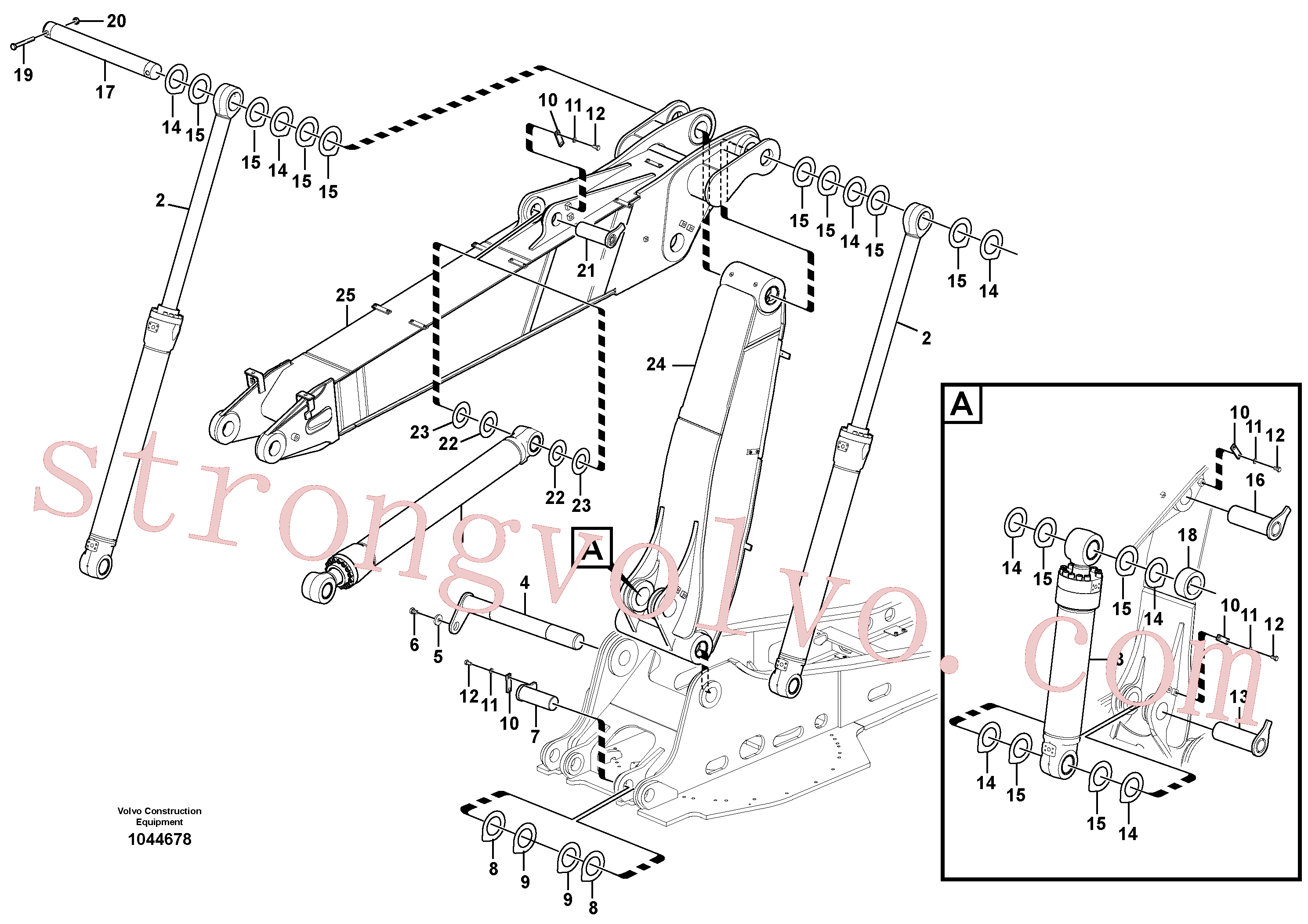 VOE14543944 Volvo Tirantes para a lança ajustável(1044678 Montagem)