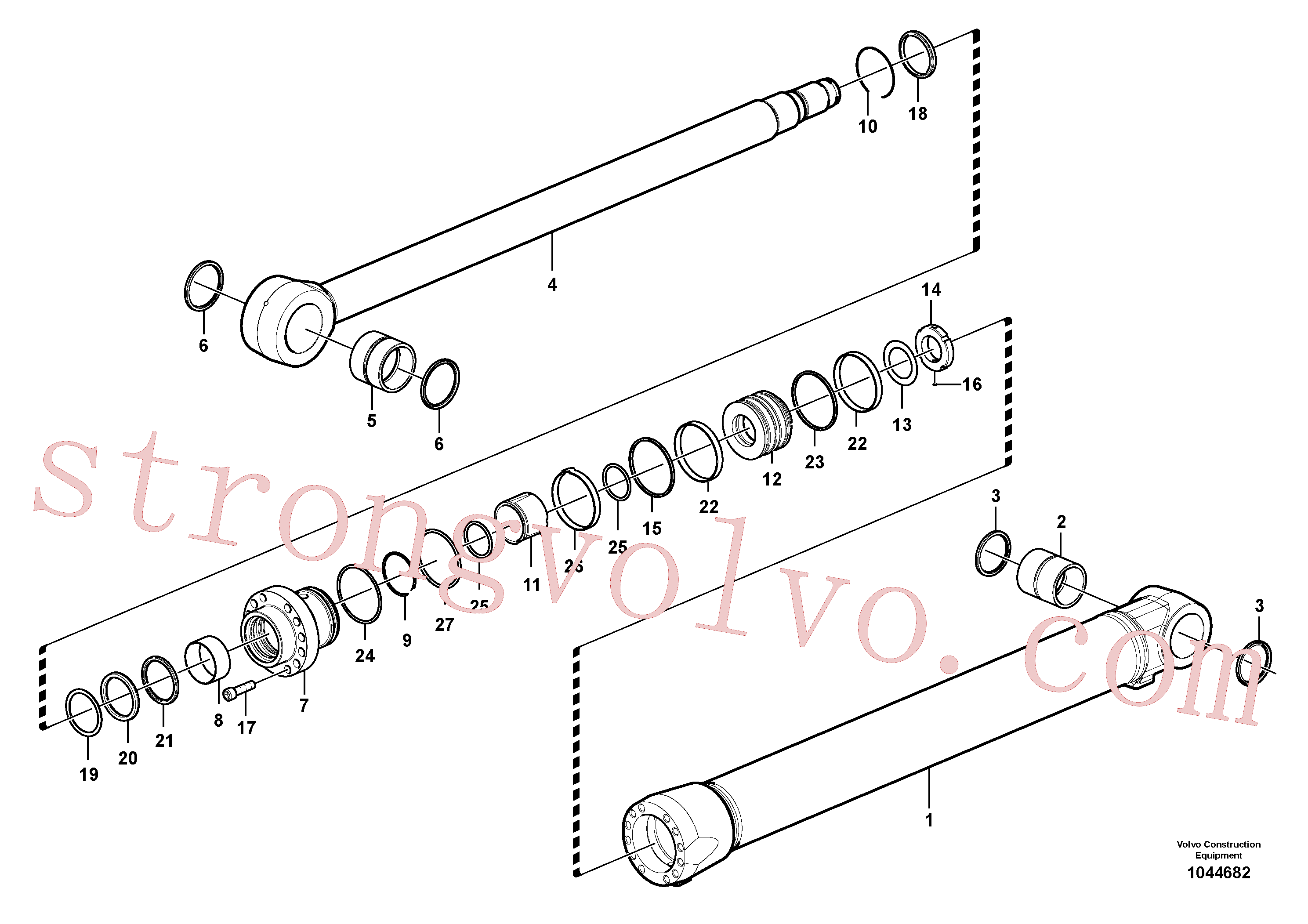 VOE990638 Volvo Cilindro da lança, 1º ajustável(1044682 Montagem)