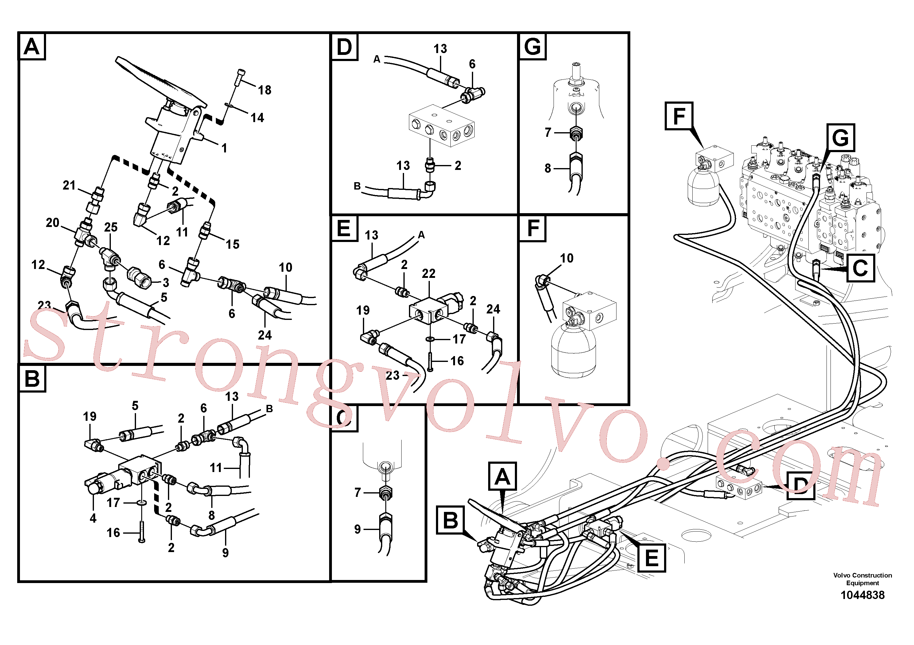 VOE937841 Volvo Sistema servomotor, válvula de comando para pedal da válvula de comando(1044838 Montagem)