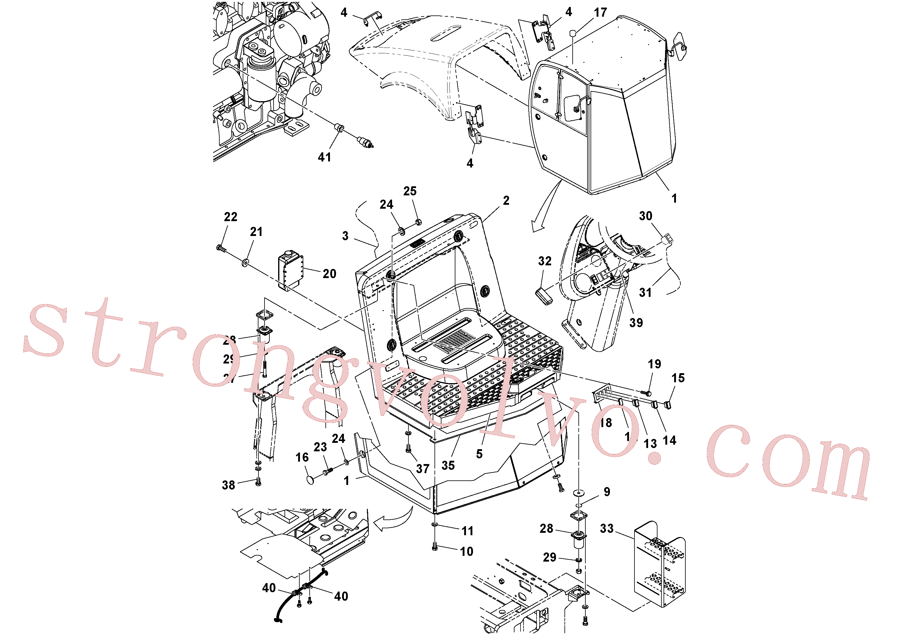 VOE983396 Volvo Cabina com instalação de aquecimento e ar condicionado, Cabina com aquecedor, Pré-cabina com opção de aquecedor e ar condicionado, Pré-cabina com conjunto de aquecedor e ar condicionado(1045235 Montagem)