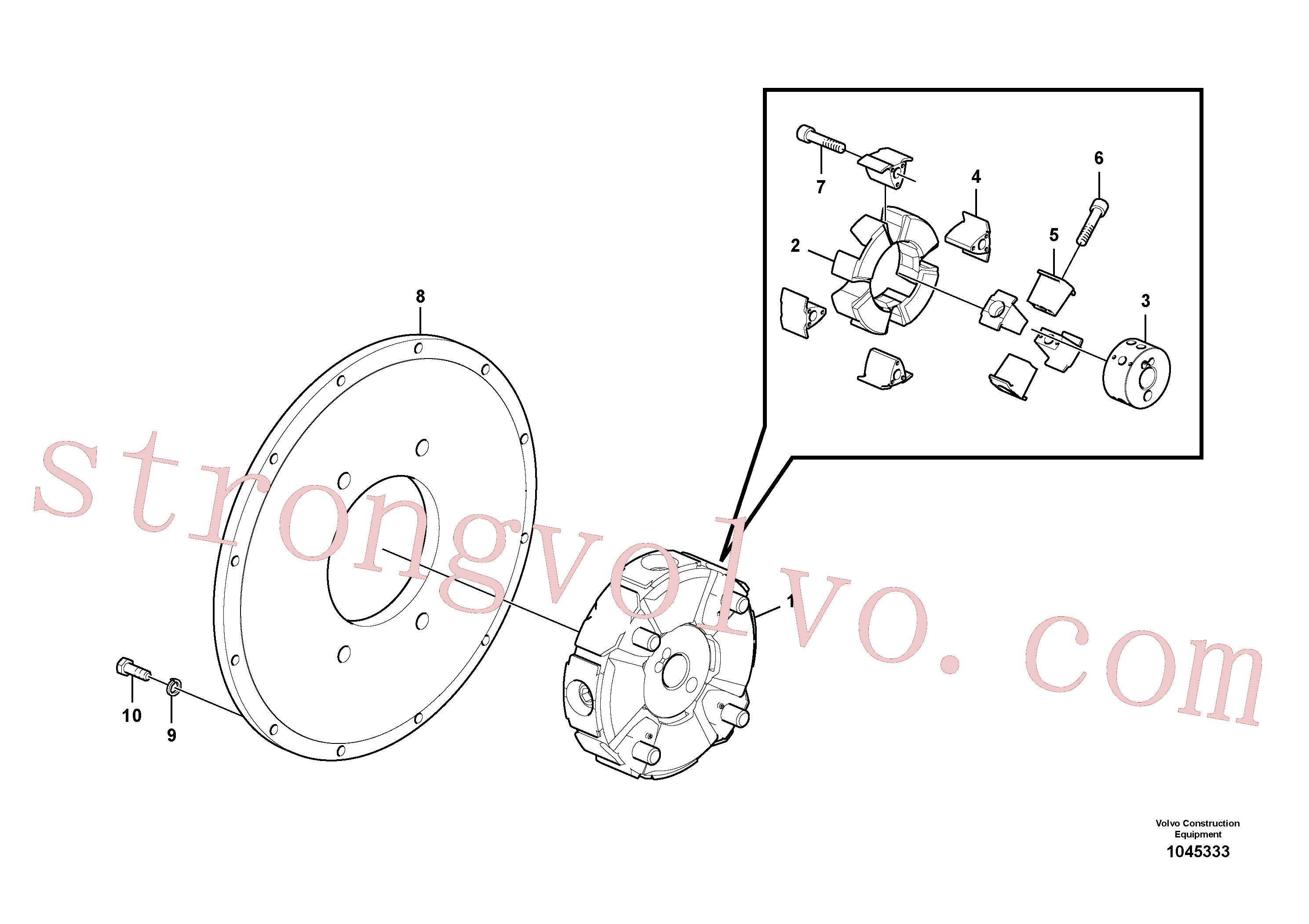 SA1040-65782 Volvo Caixa de engrenagens da bomba com peças de montagem(1045333 Montagem)