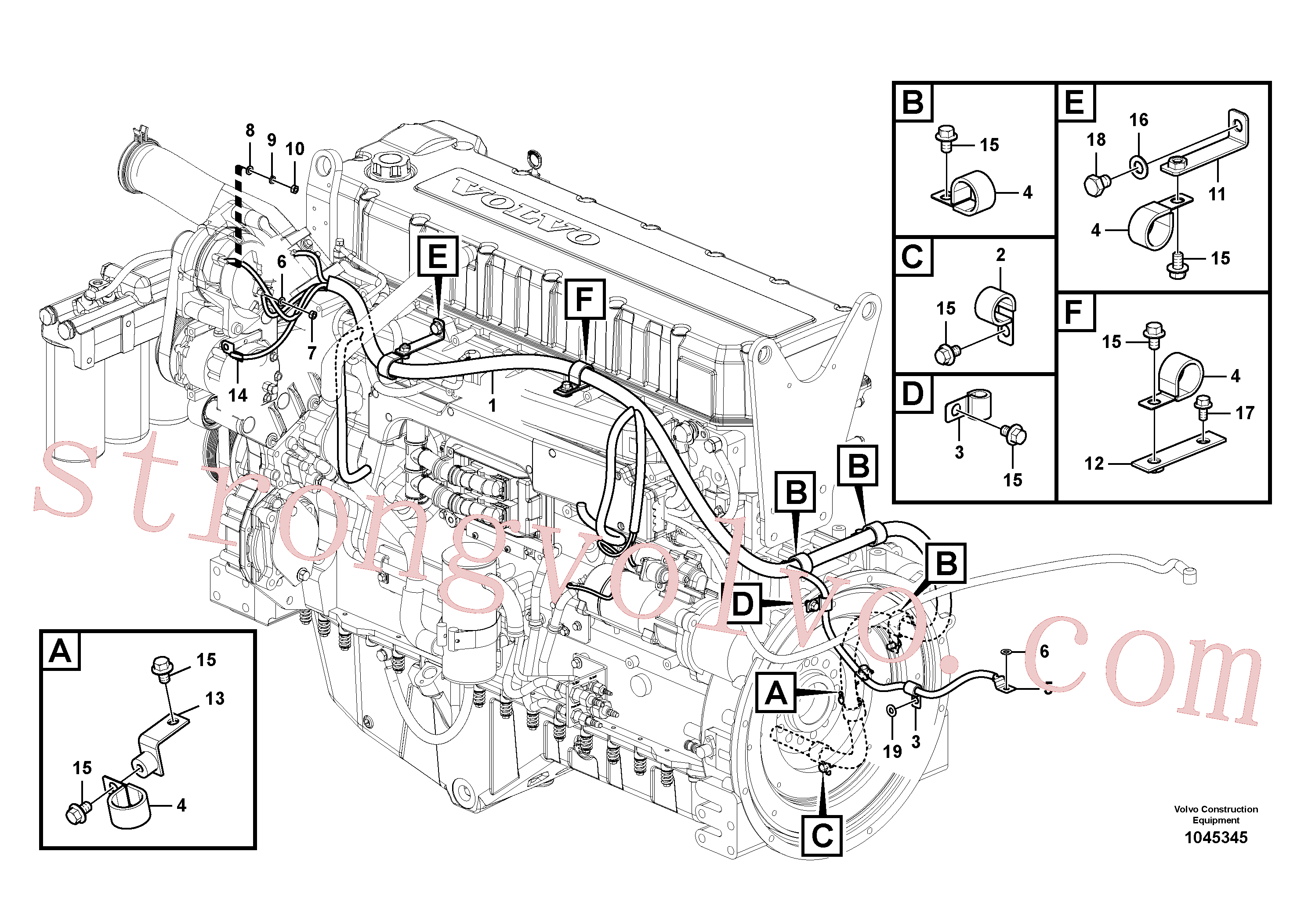 VOE14531305 Volvo Cablagem, motor(1045345 Montagem)