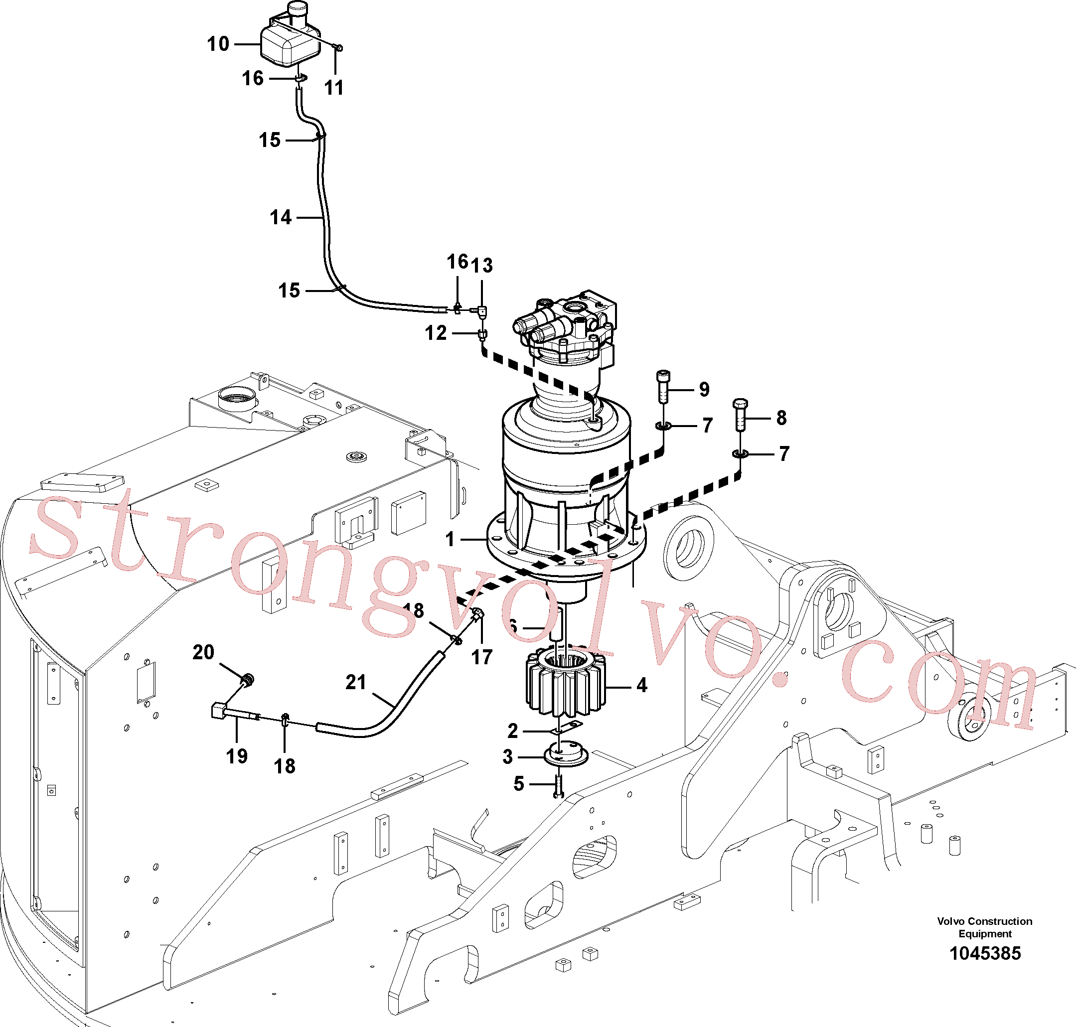 VOE992048 Volvo Motor de rotação com peças de montagem(1045385 Montagem)