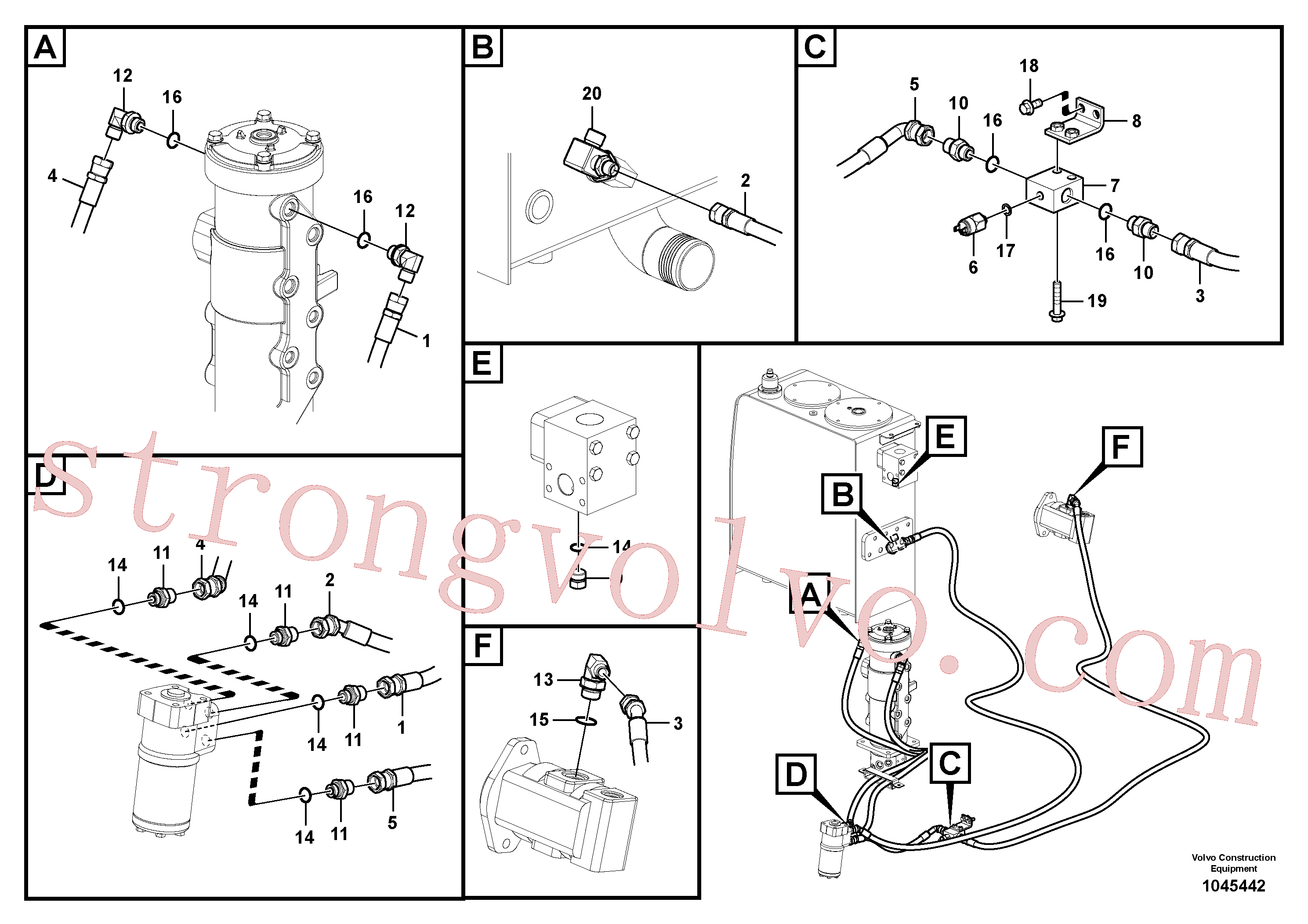 SA9411-95260 Volvo Sistema hidráulico, linha da direcção(1045442 Montagem)