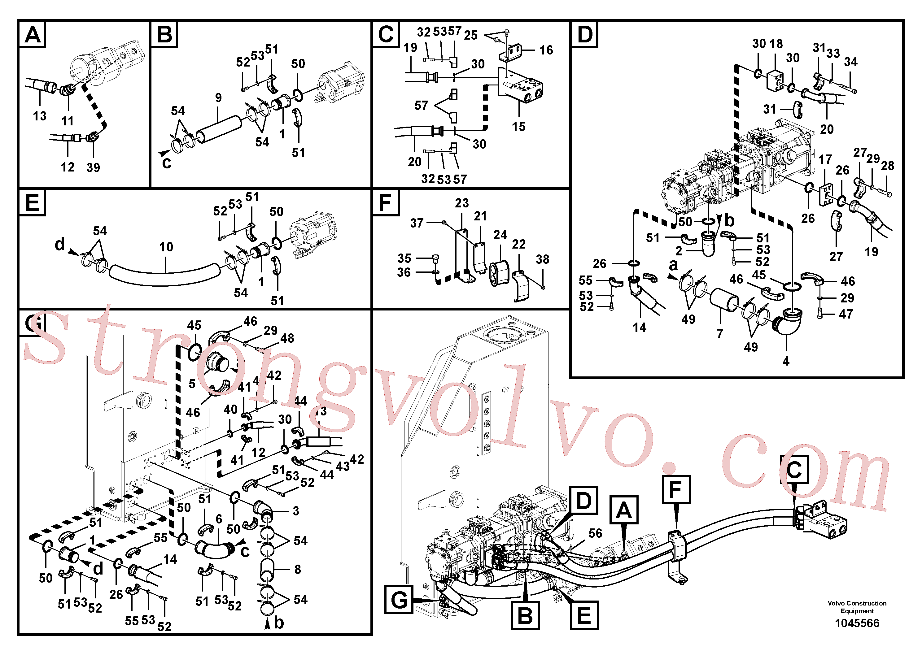 SA9313-10325 Volvo Sistema hidráulico, tanque hidráulico para a bomba hidráulica(1045566 Montagem)