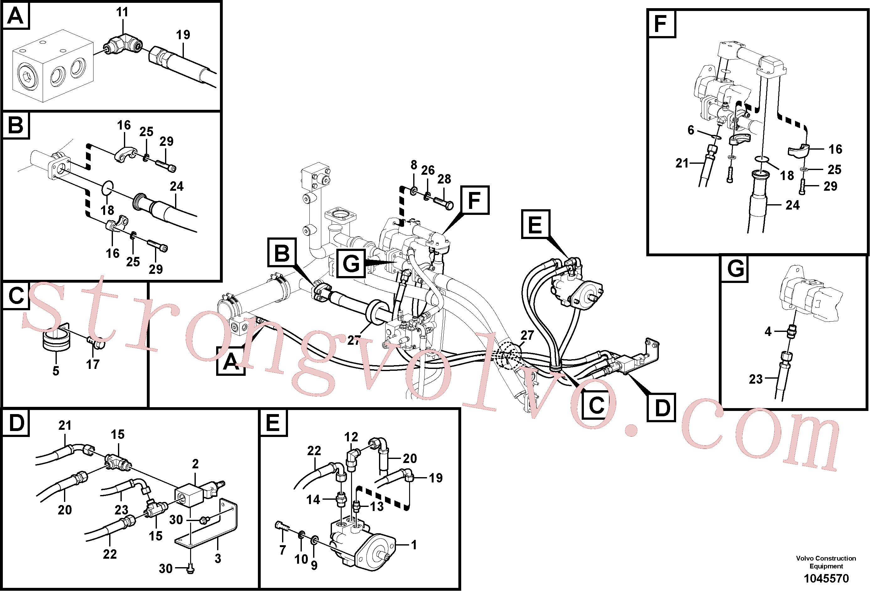 VOE937554 Volvo Sistema hidráulico, sistema refrigerante do óleo(1045570 Montagem)