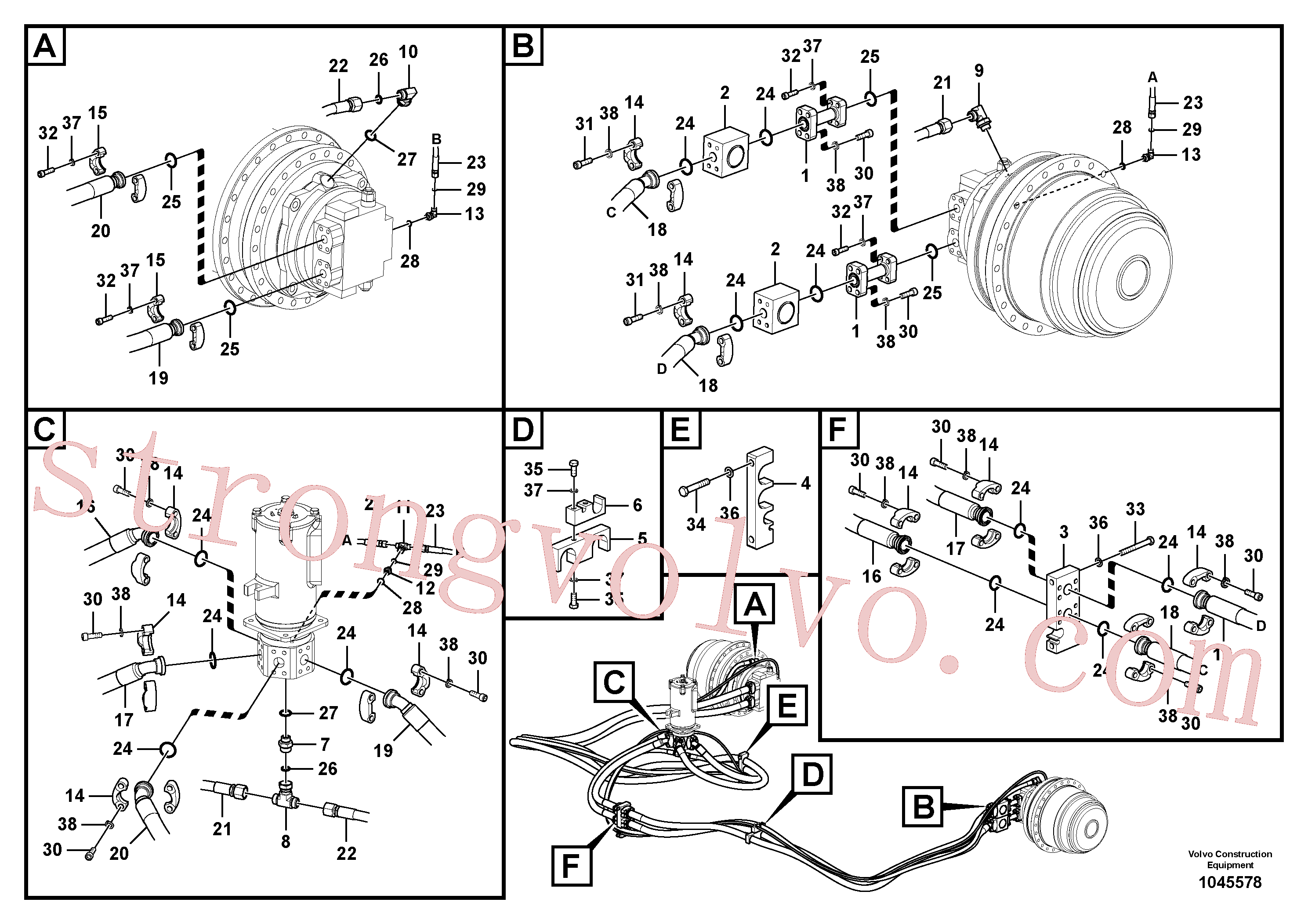 VOE15038537 Volvo Linha da rótula, rótula ao motor de curso(1045578 Montagem)