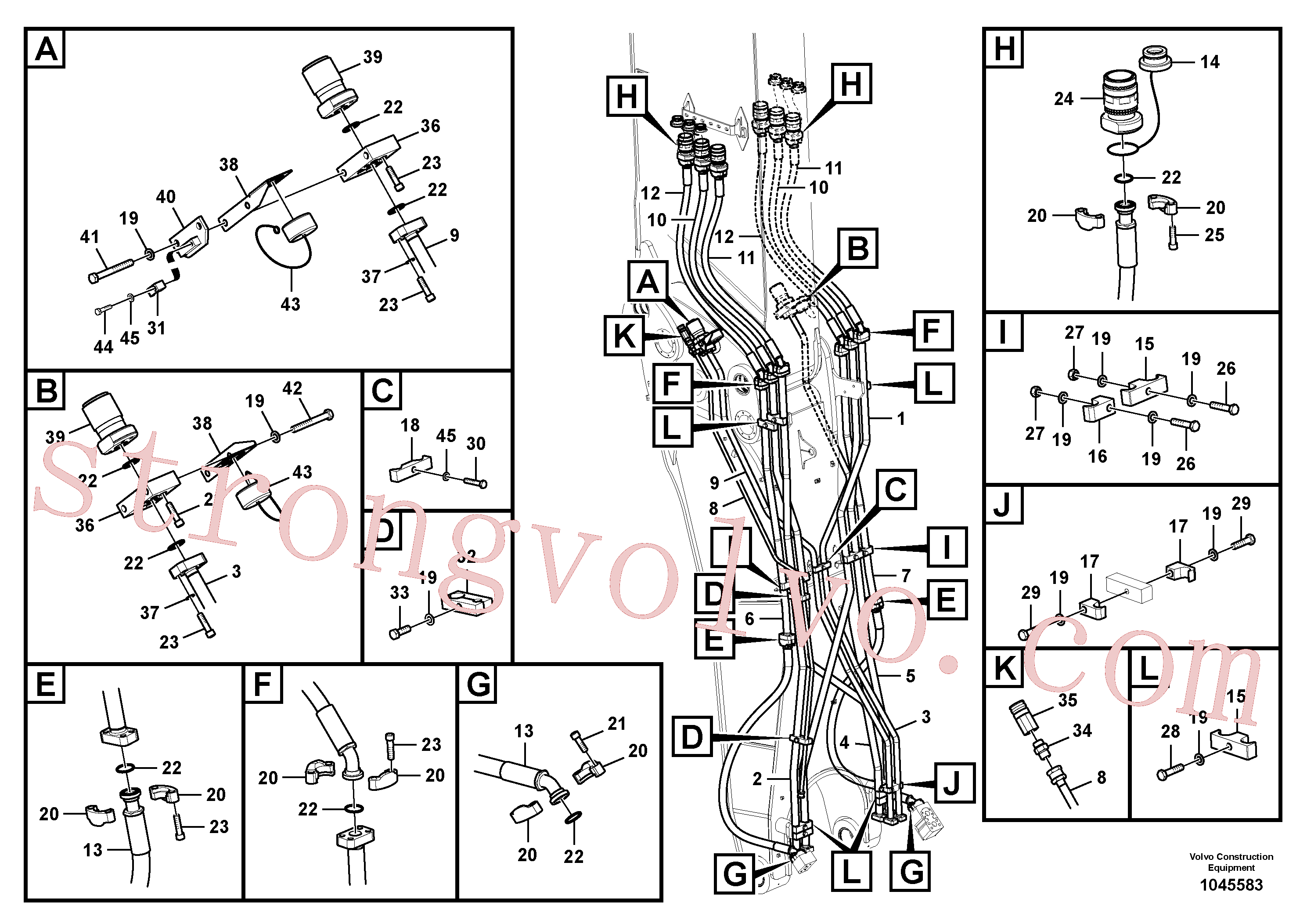 VOE14599318 Volvo Hidráulica de serviço, cilindro do braço de afundamento na lança.(1045583 Montagem)